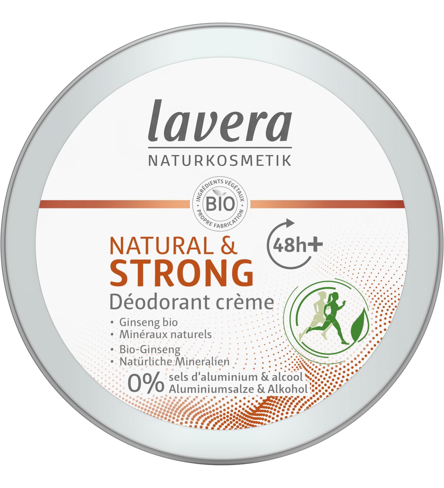 lavera Natural & Strong Deo Creme organic ginseng & natural minerals 48 hours of reliable deodorant protection without aluminium salts & alcohol against sweat odours vegan organic (1x50 ml) - Buy Online on GoSupps.com