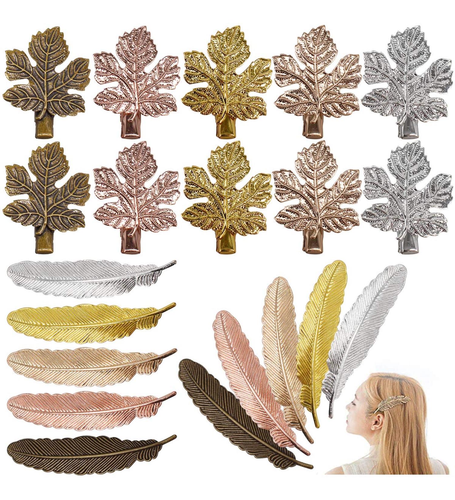 20pcs Vintage Metal Spring Hair Clips - Feather Hair Jewelry for Women & Girls | Perfect for Parties Weddings & Everyday Use - 5 Color Options - Buy Online on GoSupps.com