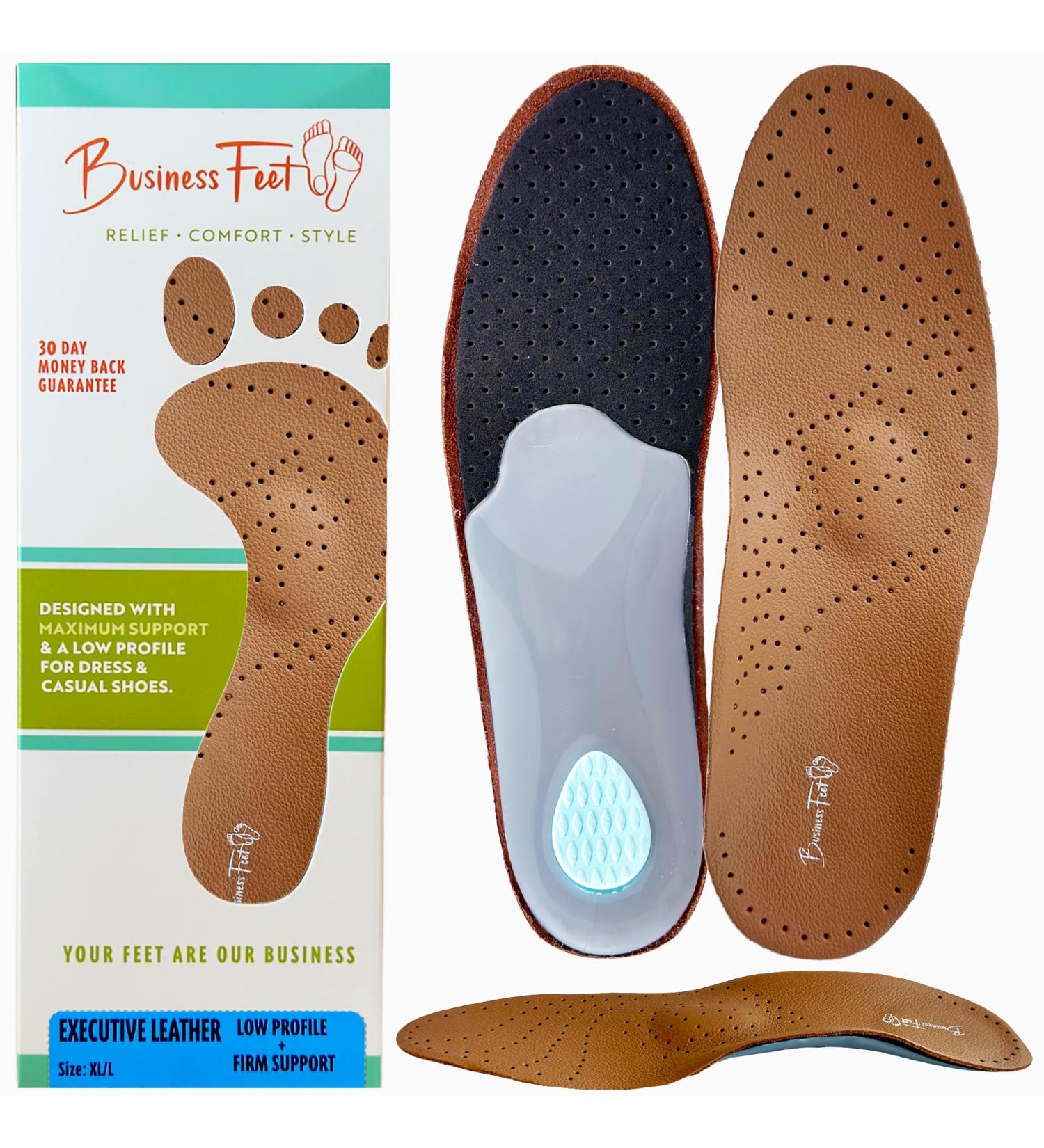 Executive Leather Ultra Thin Shoe Insoles for Men & Women | Cow Leather Arch Support & Comfort Inserts - Buy Online on GoSupps.com