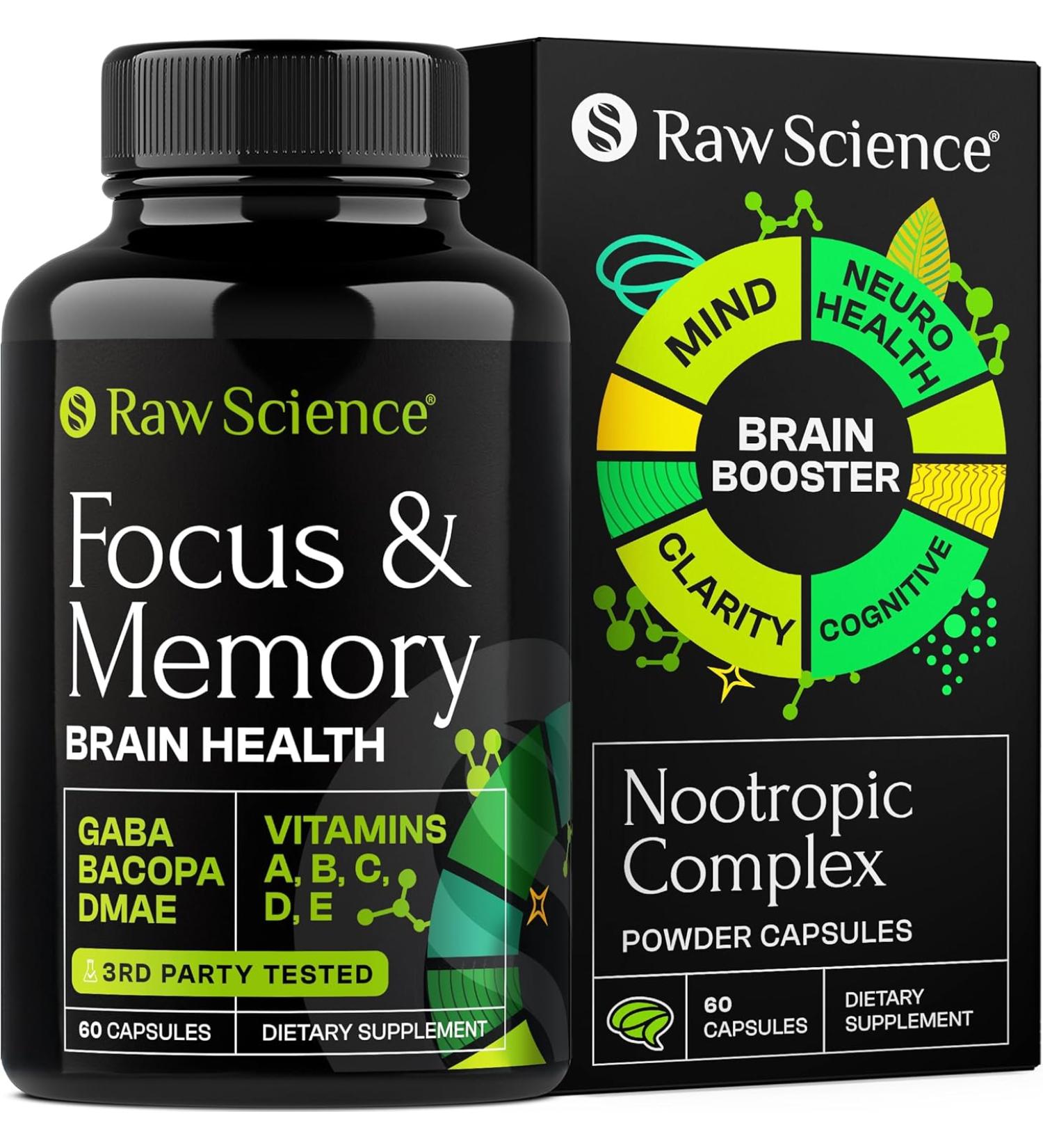 Raw Science Memory & Focus - Brain Health Supplement - 60 Capsules - Buy Online on GoSupps.com
