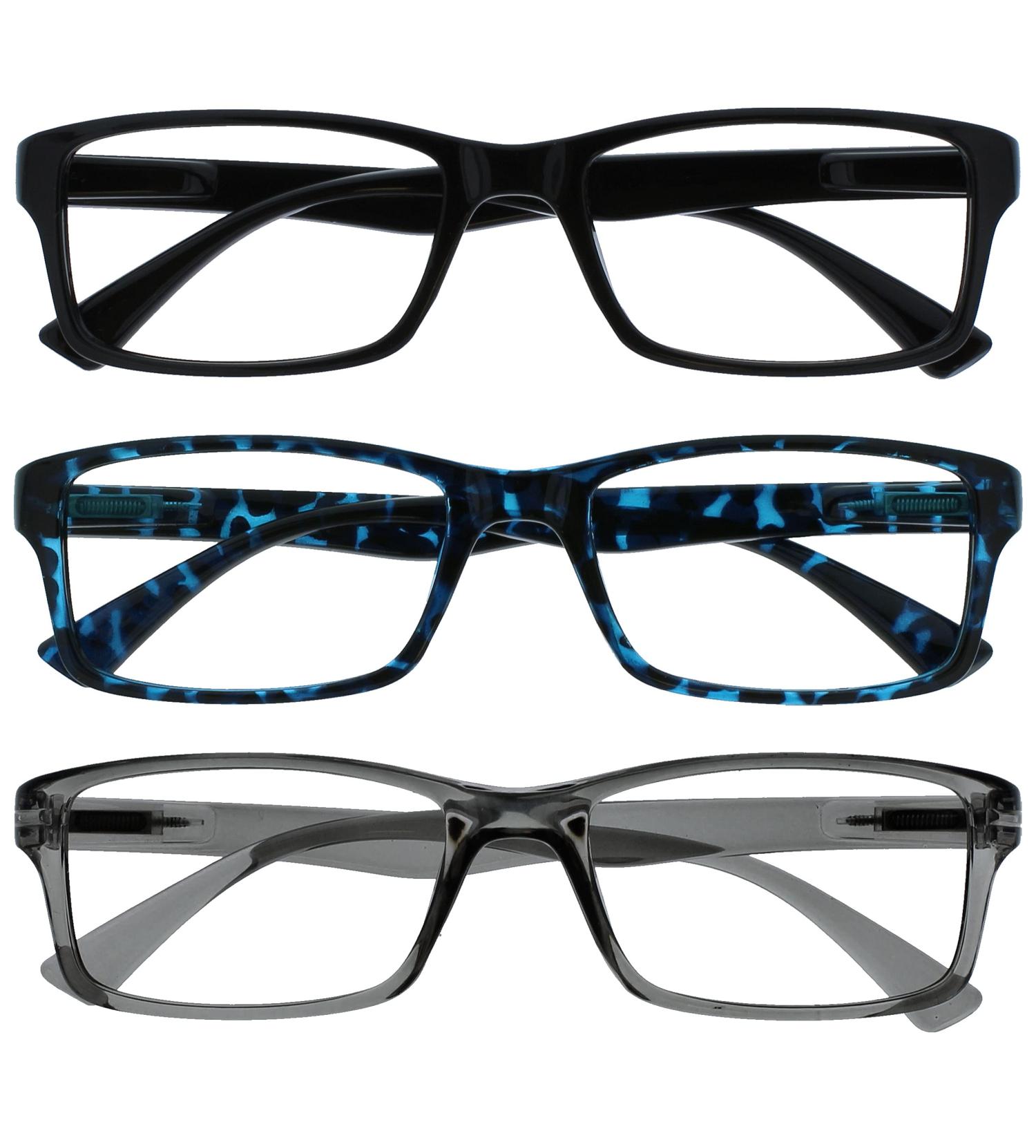 Unisex PEP Reading Glasses - Black/Blue Tortoiseshell/Grey 3.00 Diopters | The Reading Glasses Company - Shop Internationally - Buy Online on GoSupps.com