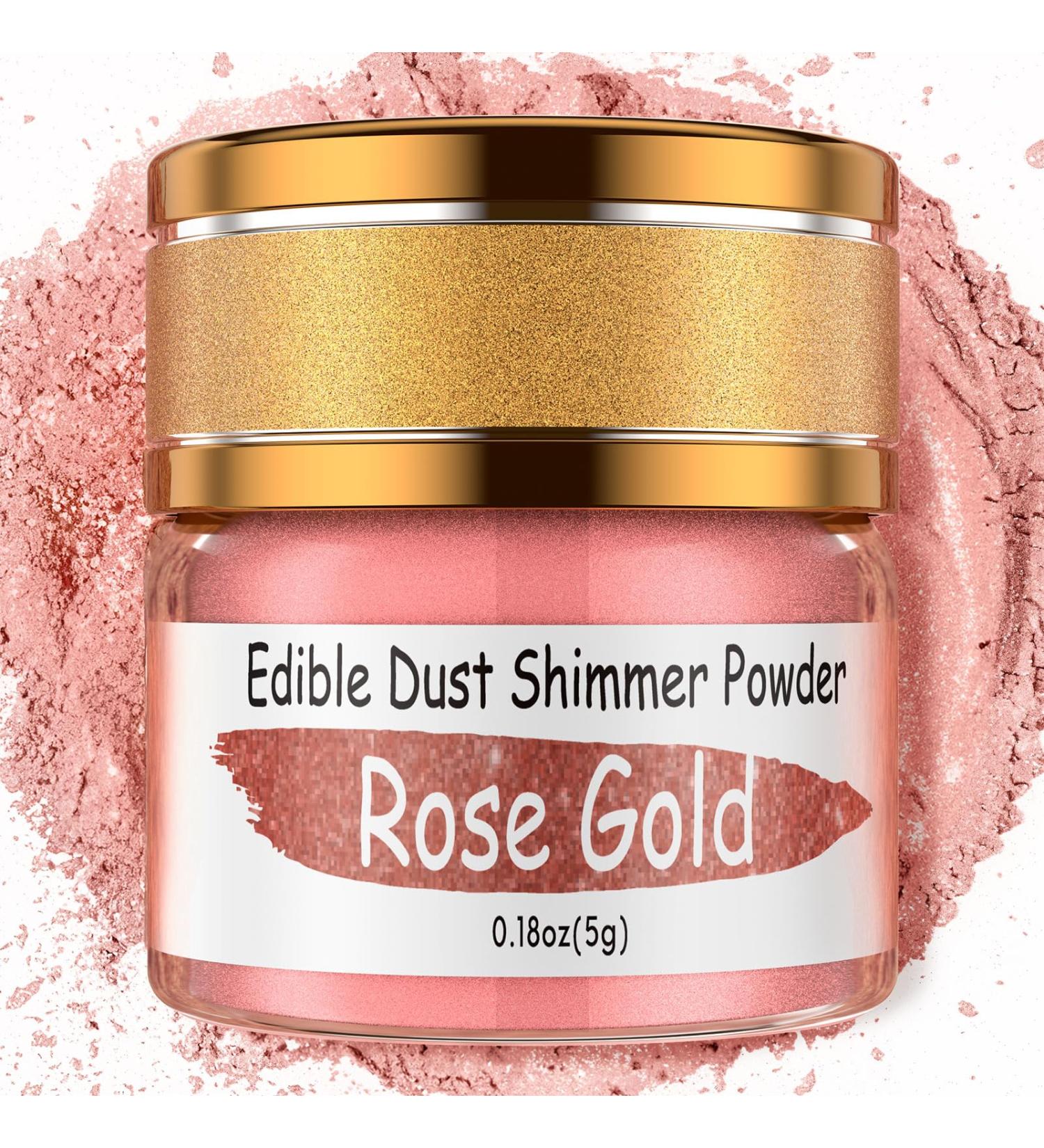 Edible Rose Gold Luster Dust - 5 Grams Edible Glitter for Drinks Food Grade Cake Dust Shimmer Powdered Flavorless Edible Metallic Powder Food Coloring (Rose gold) - Buy Online on GoSupps.com