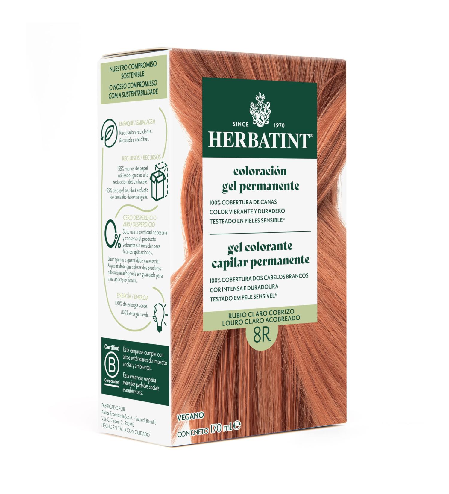  Herbatint Herbatint 8R Light Copper Blonde Gel Hair Color 170 ml No Ammonia Optimal Coverage of Grey Hair with 8 Organic Extracts Ideal for Sensitive Skin - Buy Online on GoSupps.com