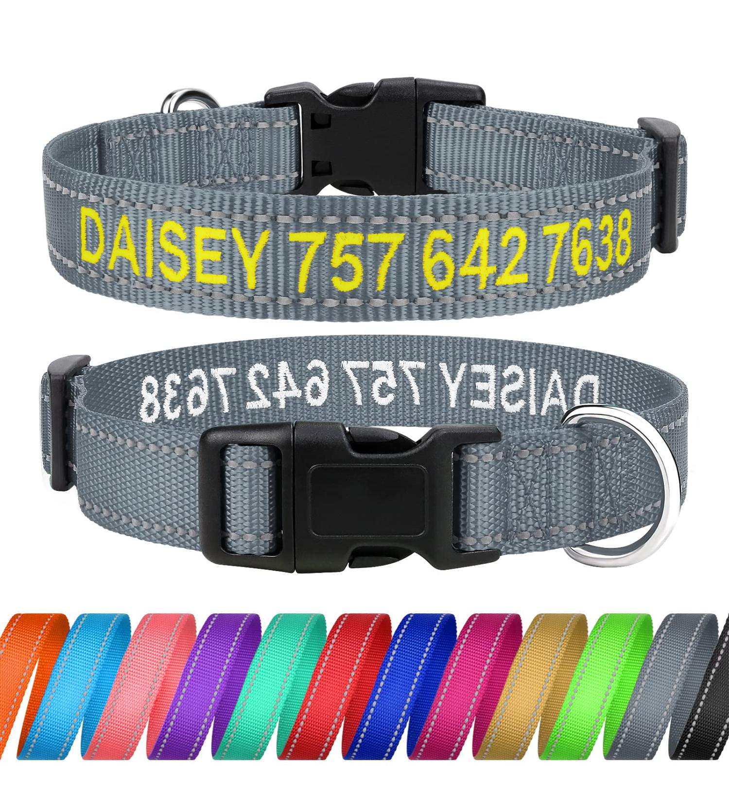 Buy Tagme Personalized Reflective Dog Collar for Small Dogs - Embroidered Pet Name & Phone Number Gray XS (1 Pack) - International Shipping Available - Buy Online on GoSupps.com