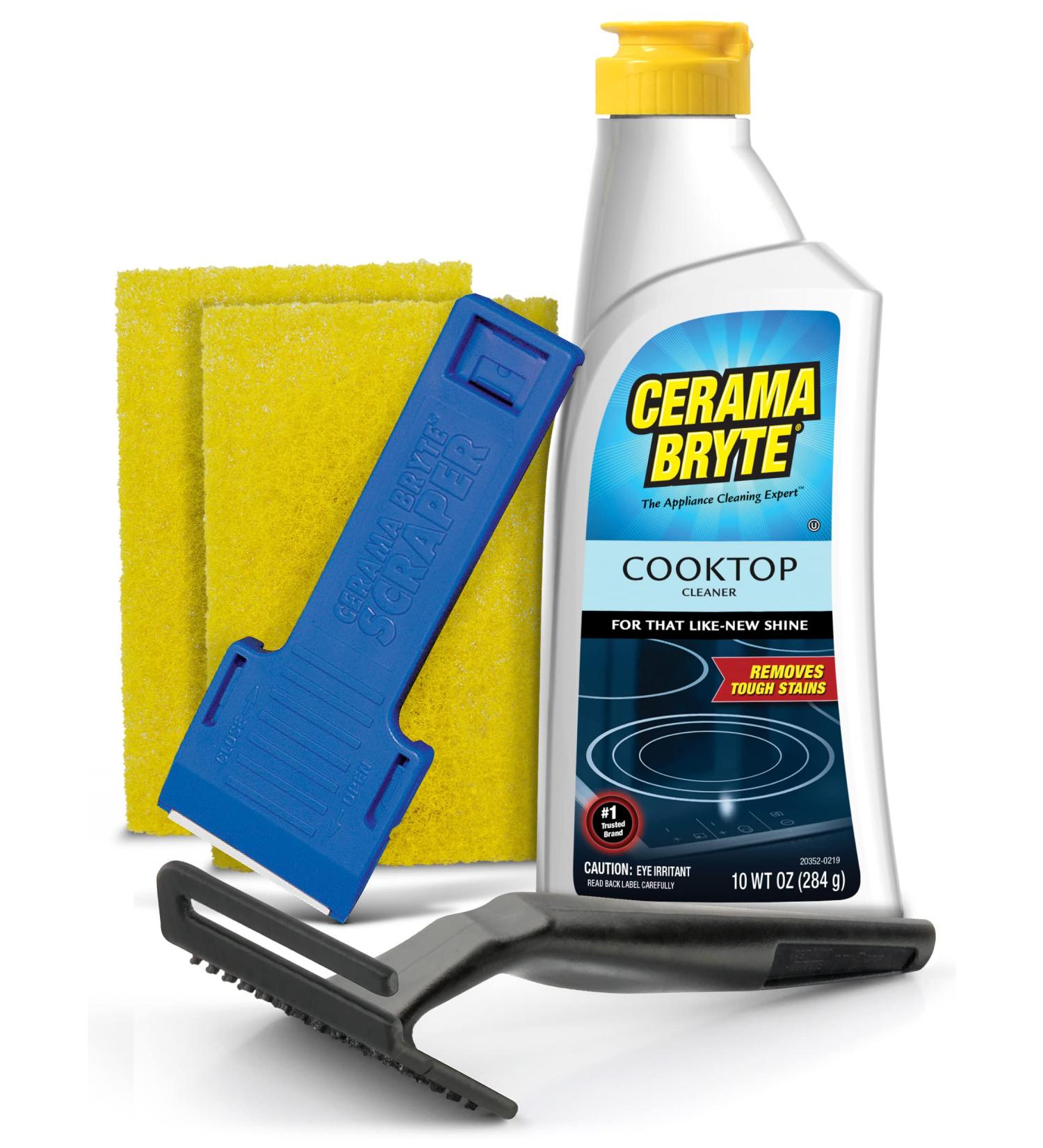 Cerama Bryte Combo Kit: Scraper Pads & Stove Top Cleaner for Glass-Ceramic Surfaces - 5 Pack 10oz - Buy Online on GoSupps.com
