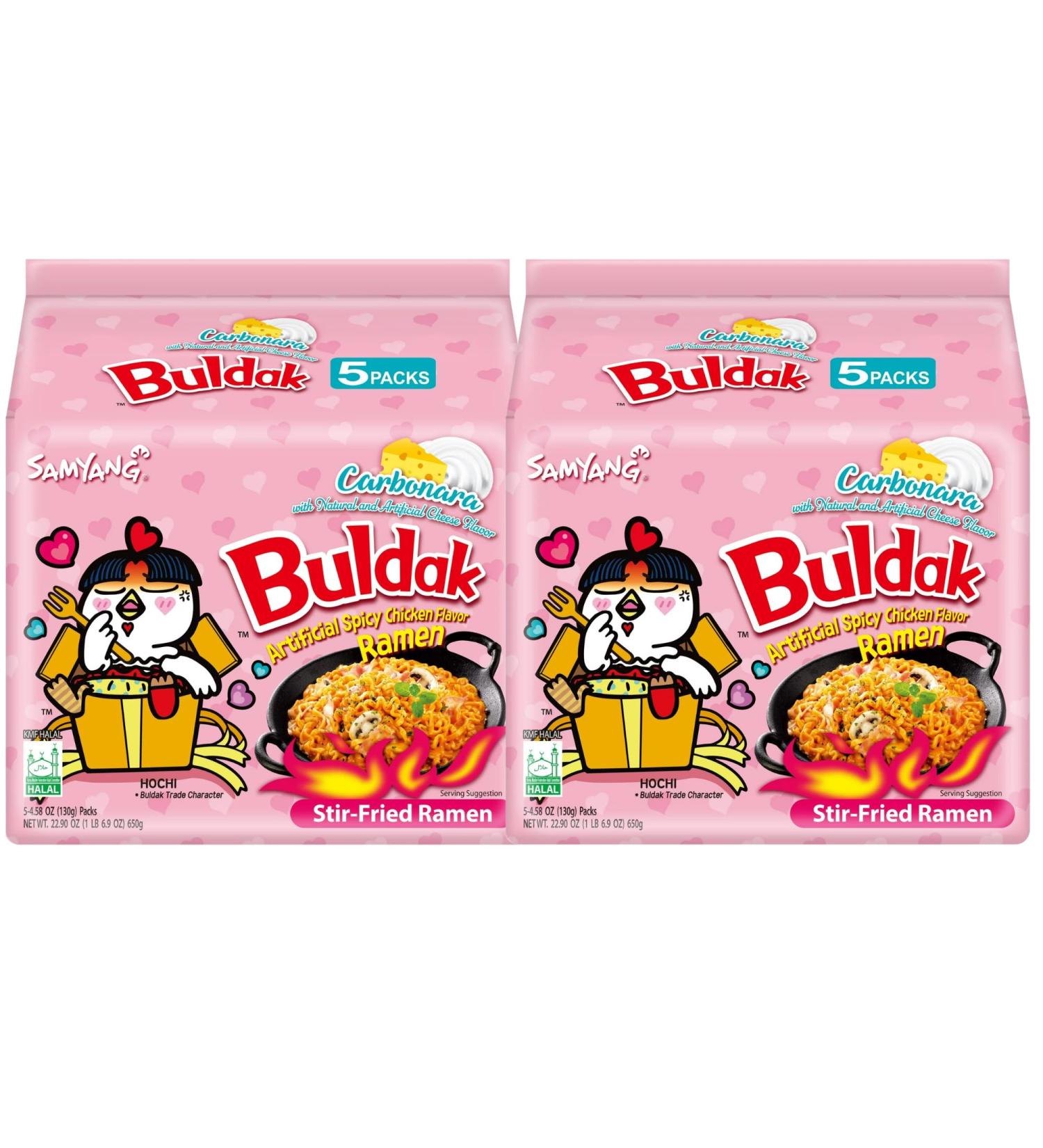 Samyang Noodles Spicy Chicken Noodle Carbonara 4.58 oz 2 (Pack of 5) - Korean Noodles Ramen - Buy Online on GoSupps.com