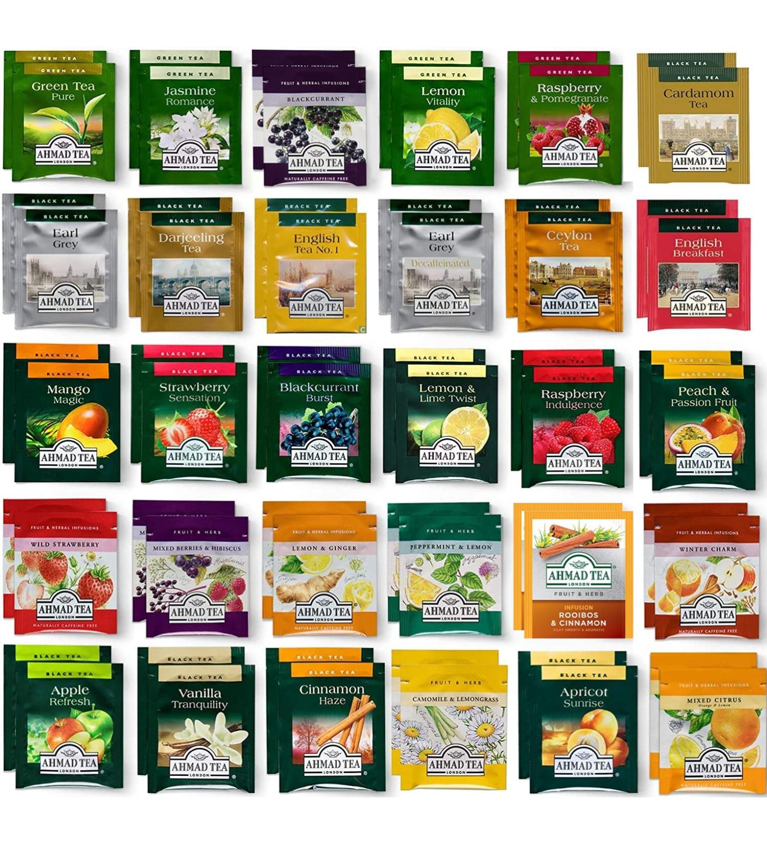 Ahmad Tea 60-Count Favorite Tea Bags Sampler Assortment Box | Variety Tea Bags Gift Box | English Breakfast, English Afternoon, Green | Perfect Gift for Family, Friends, Coworkers - Buy Online on GoSupps.com