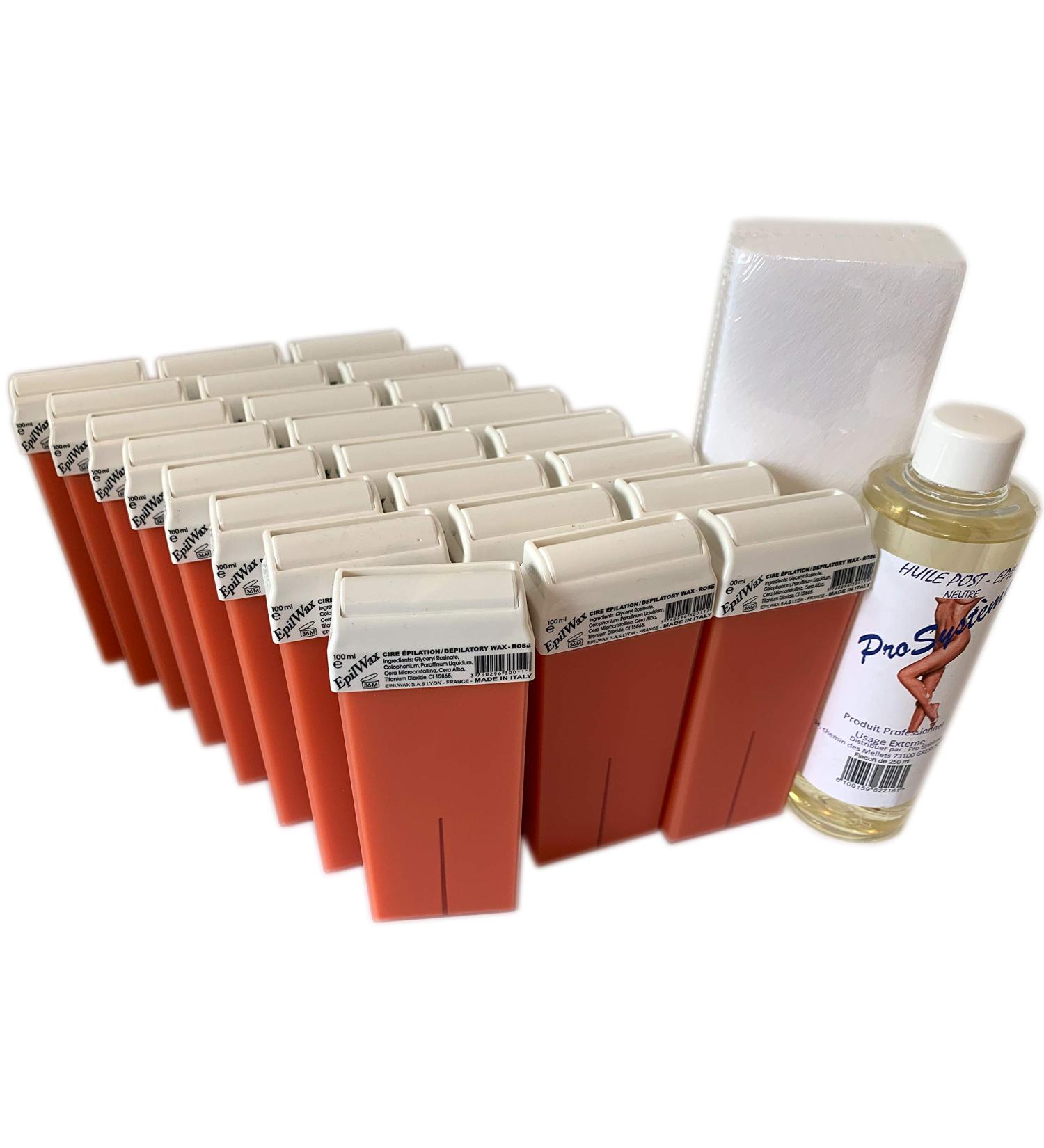 Epilwax S.A.S - 24 Disposable Pink Wax Rolls Set for Legs Armpits & Body - Includes 250 Stripes & After Hair Removal Oil - Buy Online on GoSupps.com