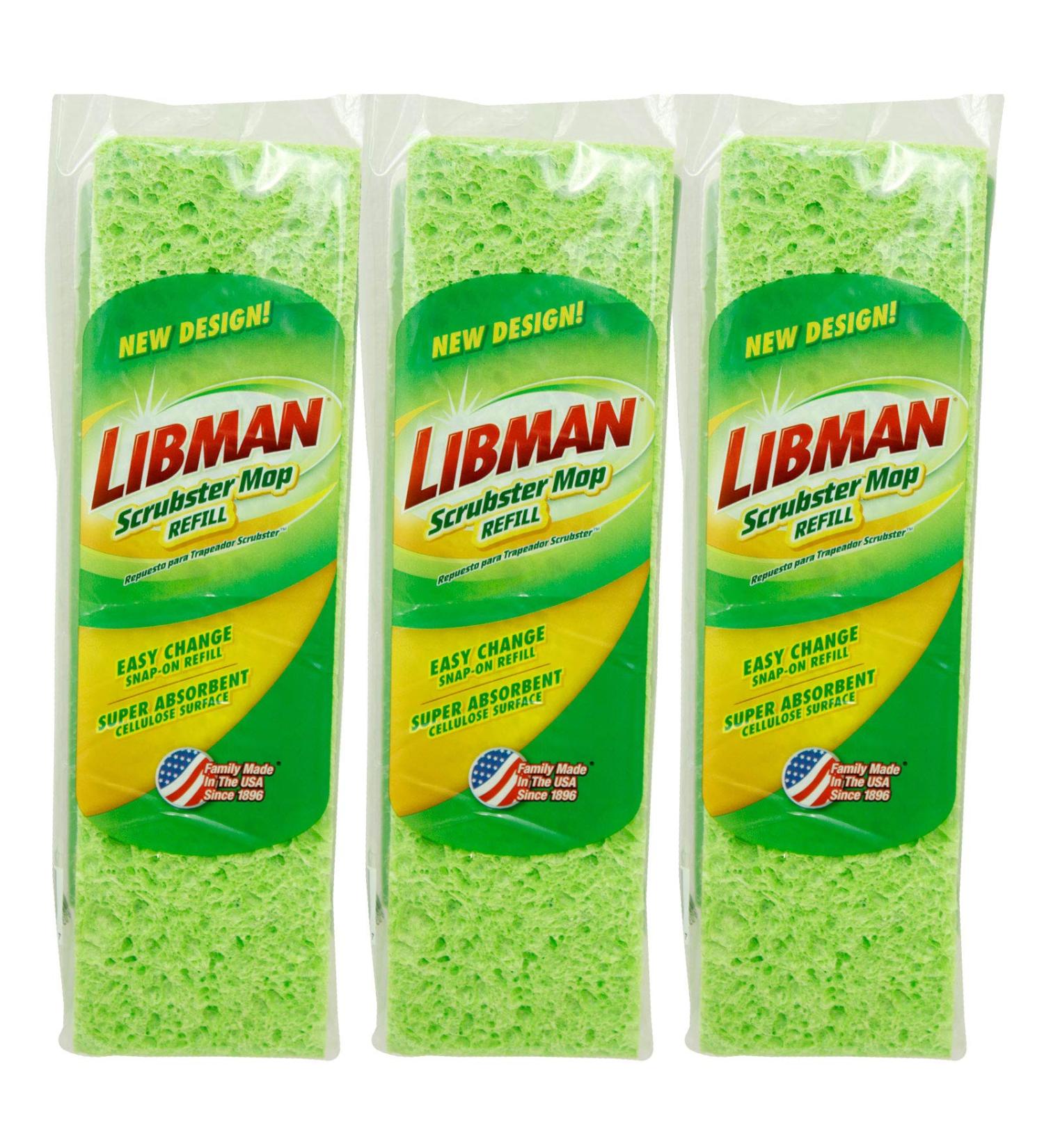 Libman 1481 Scrubster Mop Refill Pack - 3 Extra-Absorbent Cellulose Sponge Heads - Buy Online on GoSupps.com