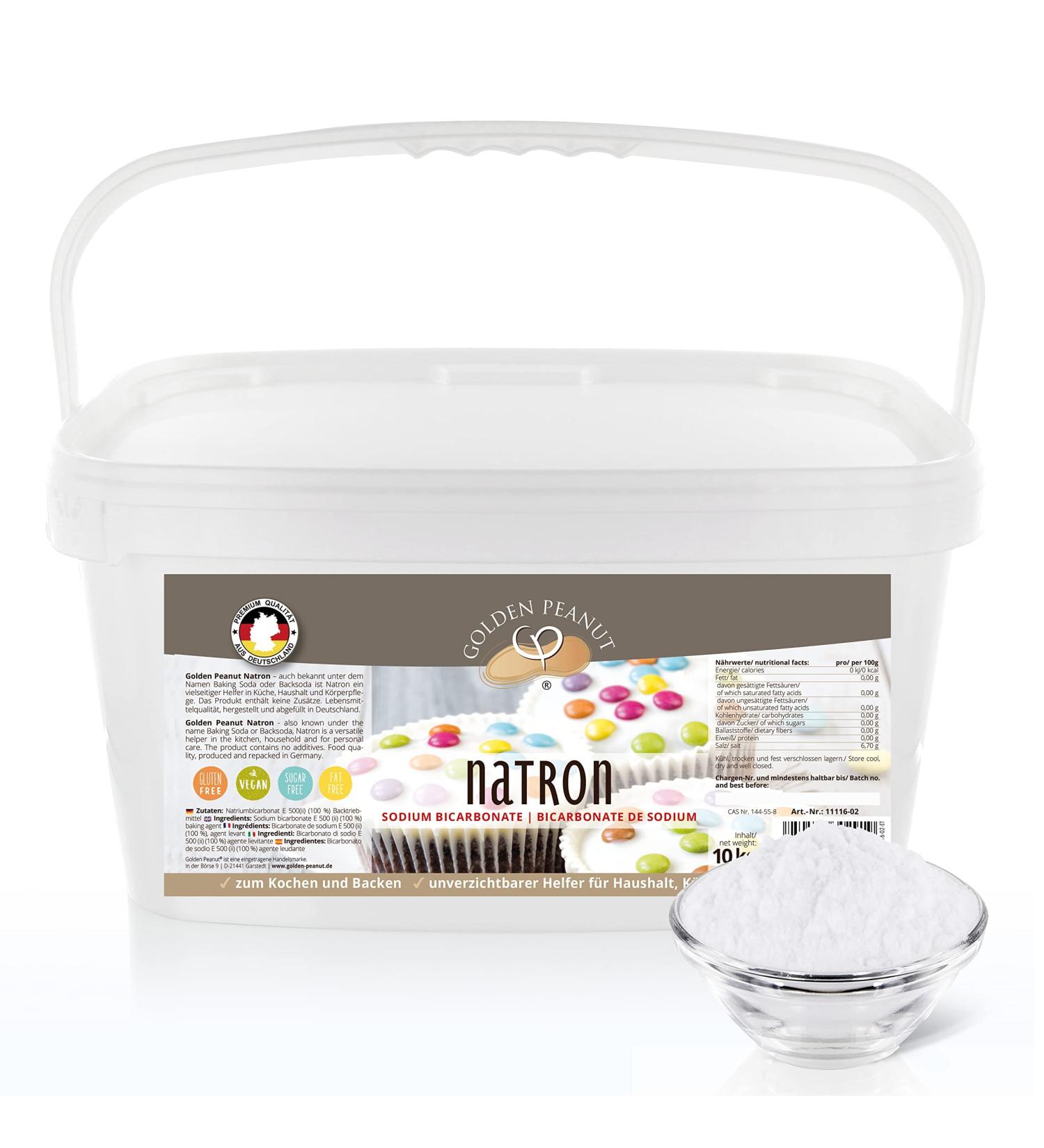 Golden Peanut Natron Powder 10 kg - Premium Sodium Bicarbonate for Baking & Cleaning | High-Purity Food Quality from Germany - Buy Online on GoSupps.com
