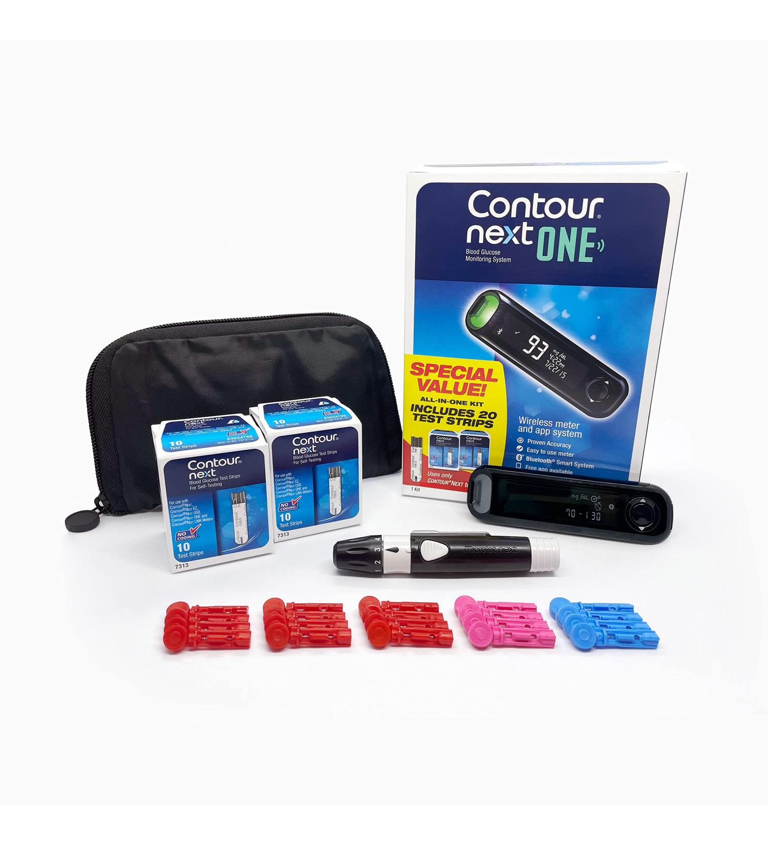 CONTOUR NEXT ONE Blood Glucose Monitoring System All-in-One Kit - Diabetes Management Tool - Buy Online on GoSupps.com