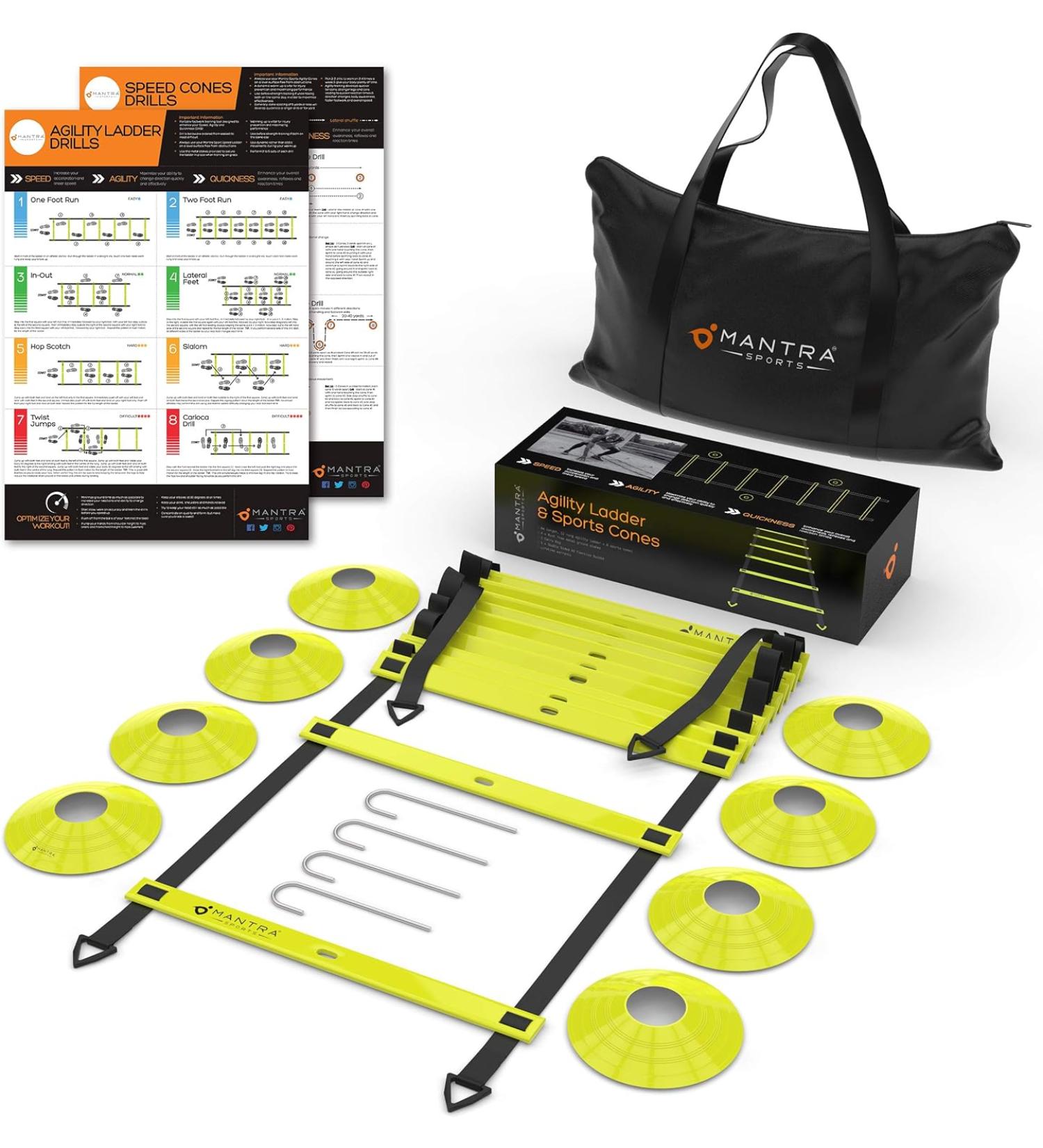 MANTRA SPORTS Agility Ladder & Football Cones Training Set for Kids & Adults - Coaching Equipment Kit for Goalkeepers  Rugby  Tennis - Football Training Equipment - Buy Online on GoSupps.com