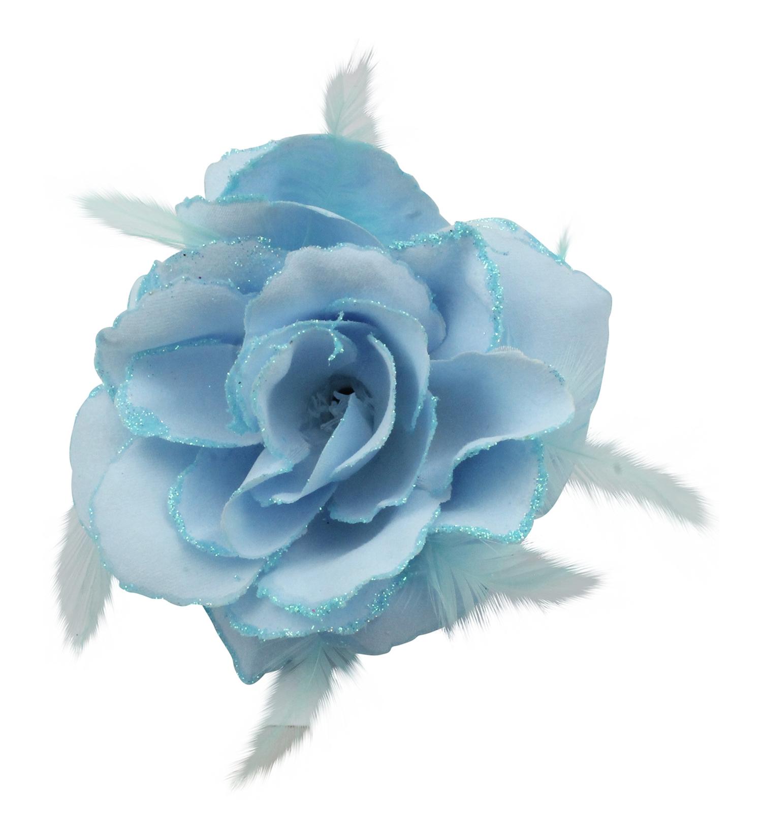 Baby Blue Rose Hair Clip Large Rose Fascinator Flower Hair Clip Blue Hair Accessories Clips Elastic Wedding Hair Flower 1pc