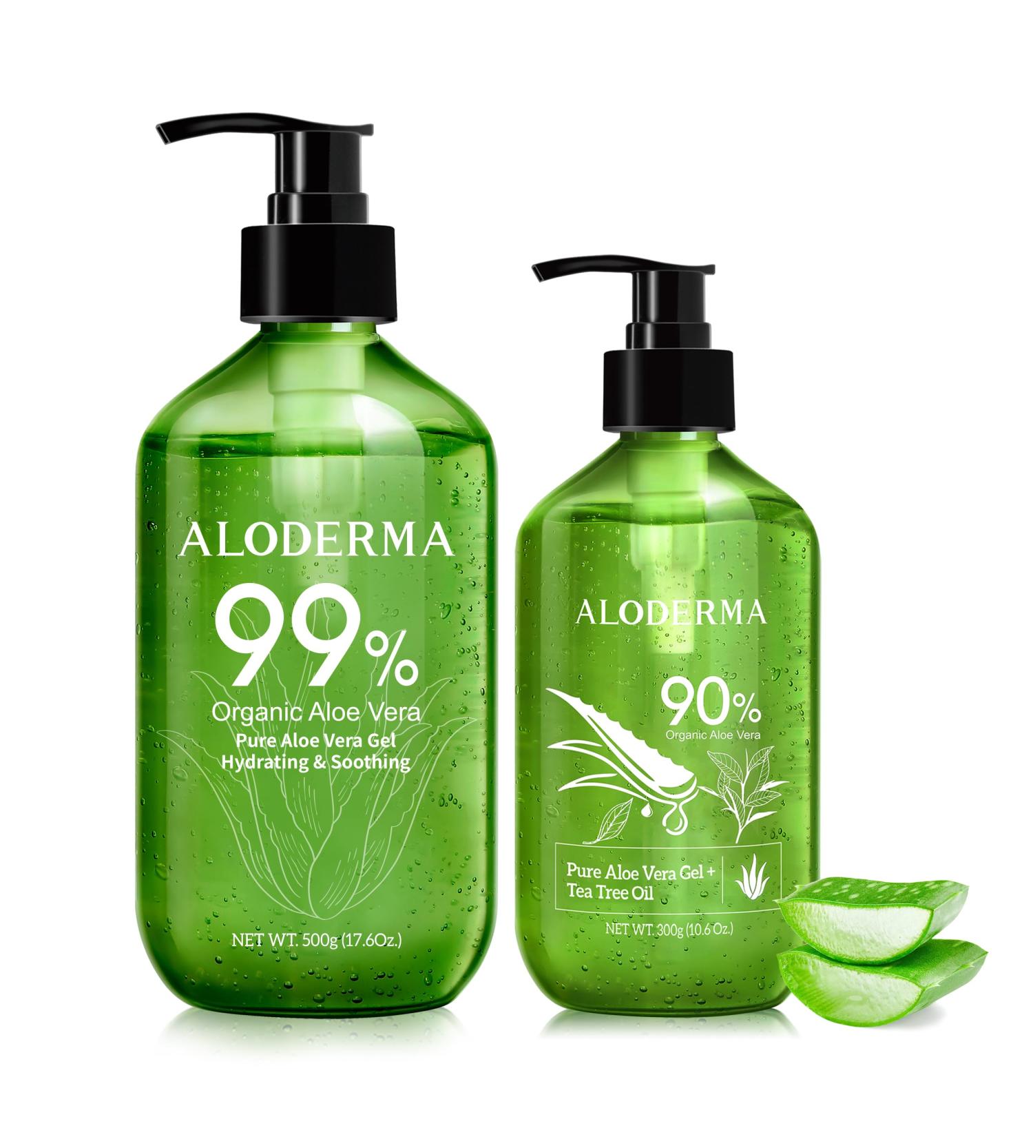 Aloderma Aloe Vera Gels - 500g Aloe Vera Gel 300g Aloe Vera Gel + Tea Tree Oil - Buy Online on GoSupps.com