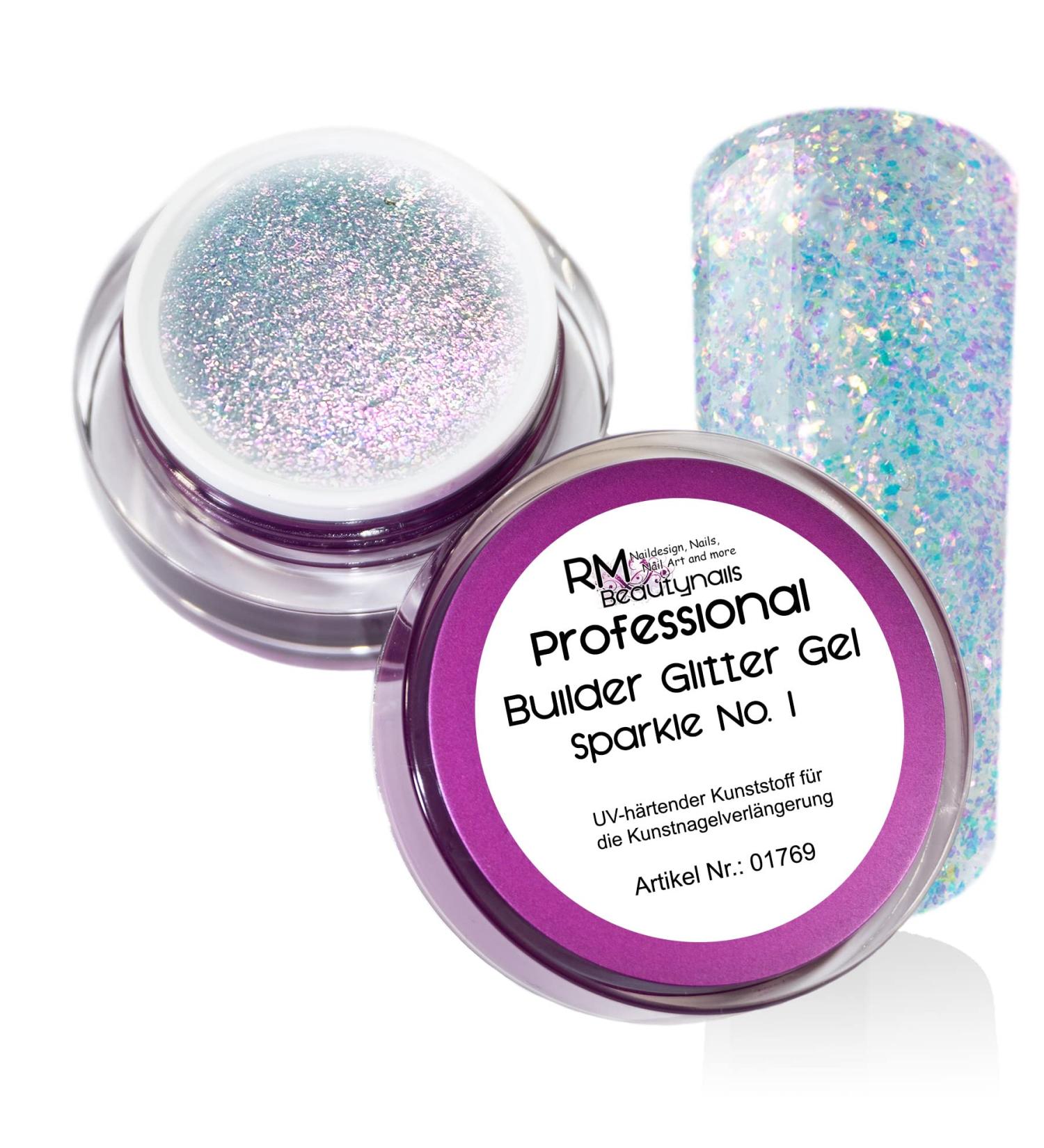 RM Beautynails Glitter Gel No 1 - 15ml Builder Gel for UV & LED Nails | International Shipping Available - Buy Online on GoSupps.com