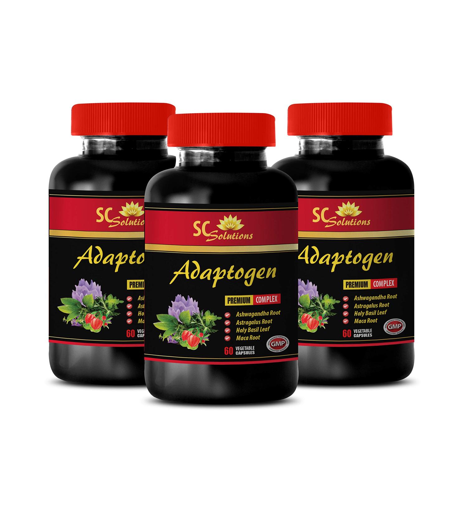 ADAPTOGEN Supplement - Astragalus Root Rhodiola rosea Holy Basil Leaf Amla Fruit Eleutherococcus senticosus Schisandra Fruit Panax Ginseng Maca Adaptogen Blend Natural 3Bot - Buy Online on GoSupps.com