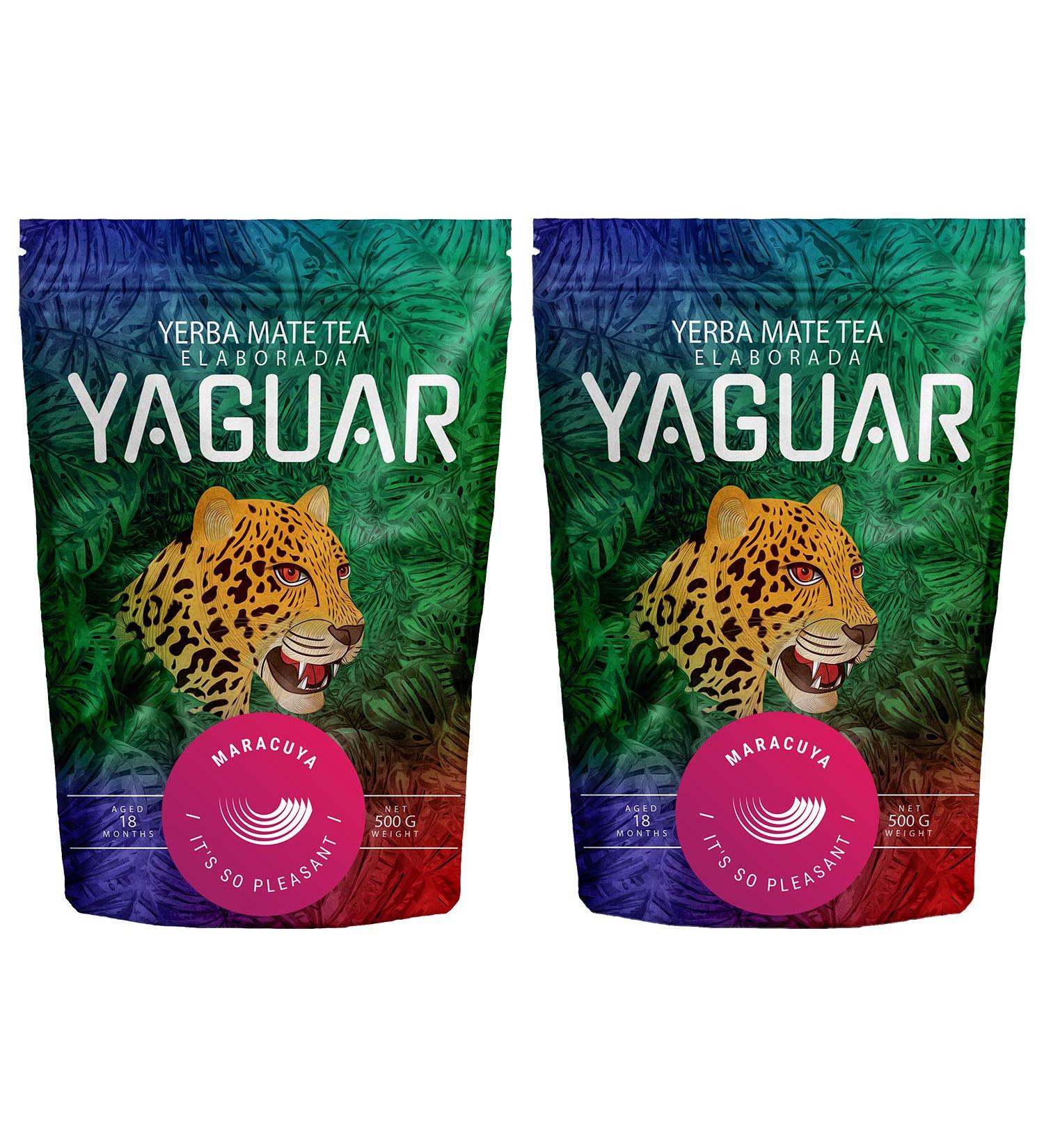 Yerba Mate Yaguar Maracuya | Yerba Mate avec Grenadille | Yerba Mate Br silien | Haute qualit | Yerba Mate rafra chissant et nergisant | Sans gluten | (1000g (2x500g)) - Buy Online on GoSupps.com