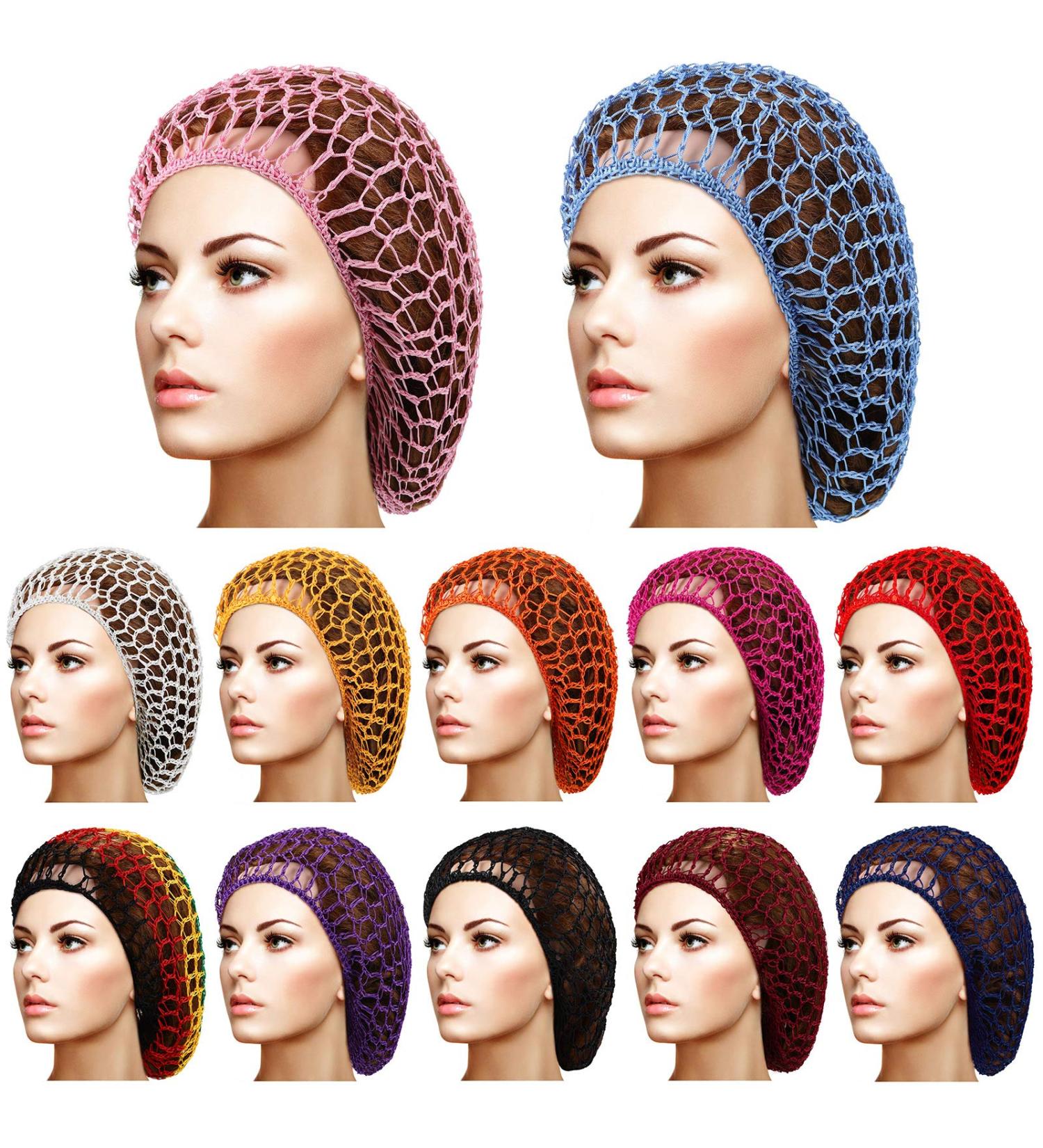 Giugu 12-Piece Rayon Mesh Hair Nets for Women, Hair Covers and Accessories - 12 Colors - Buy Online on GoSupps.com