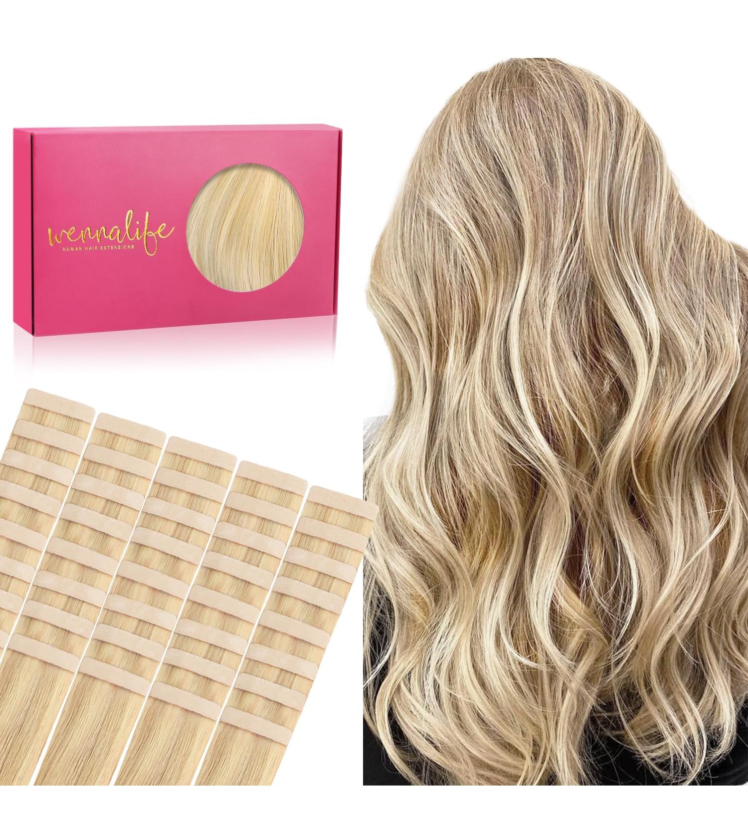Shop If-of-Hearted Tape Extensions | Real Hair 40PCs 100g 16 Inch Light Blonde Highlights - Invisible Tape in Extensions - Buy Online on GoSupps.com