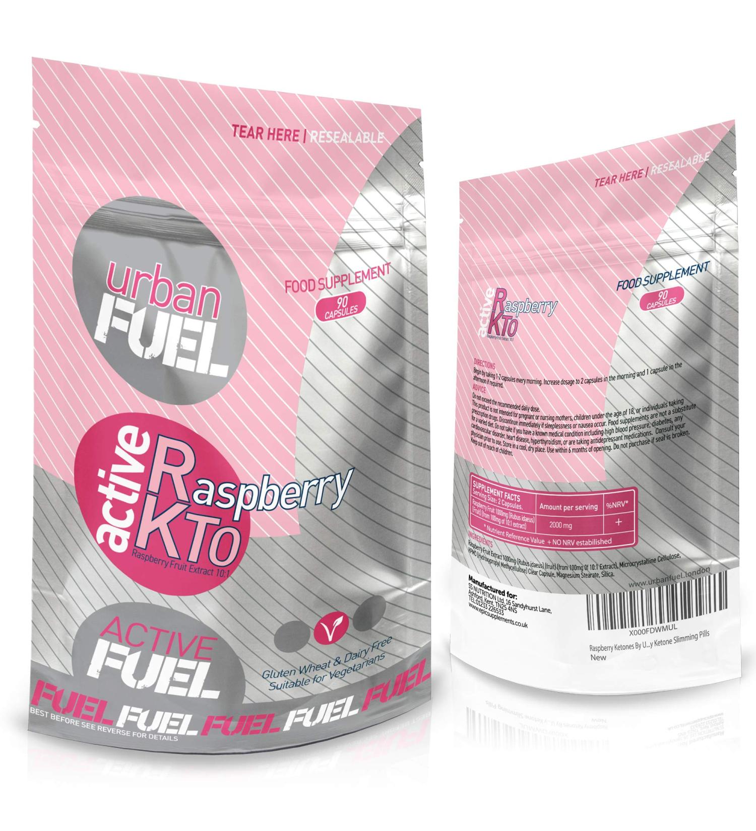 Raspberry Ketone Fruit Extract 200mg - 1 Month Supply - Caffeine Free - Urban Supplements - Buy Online on GoSupps.com