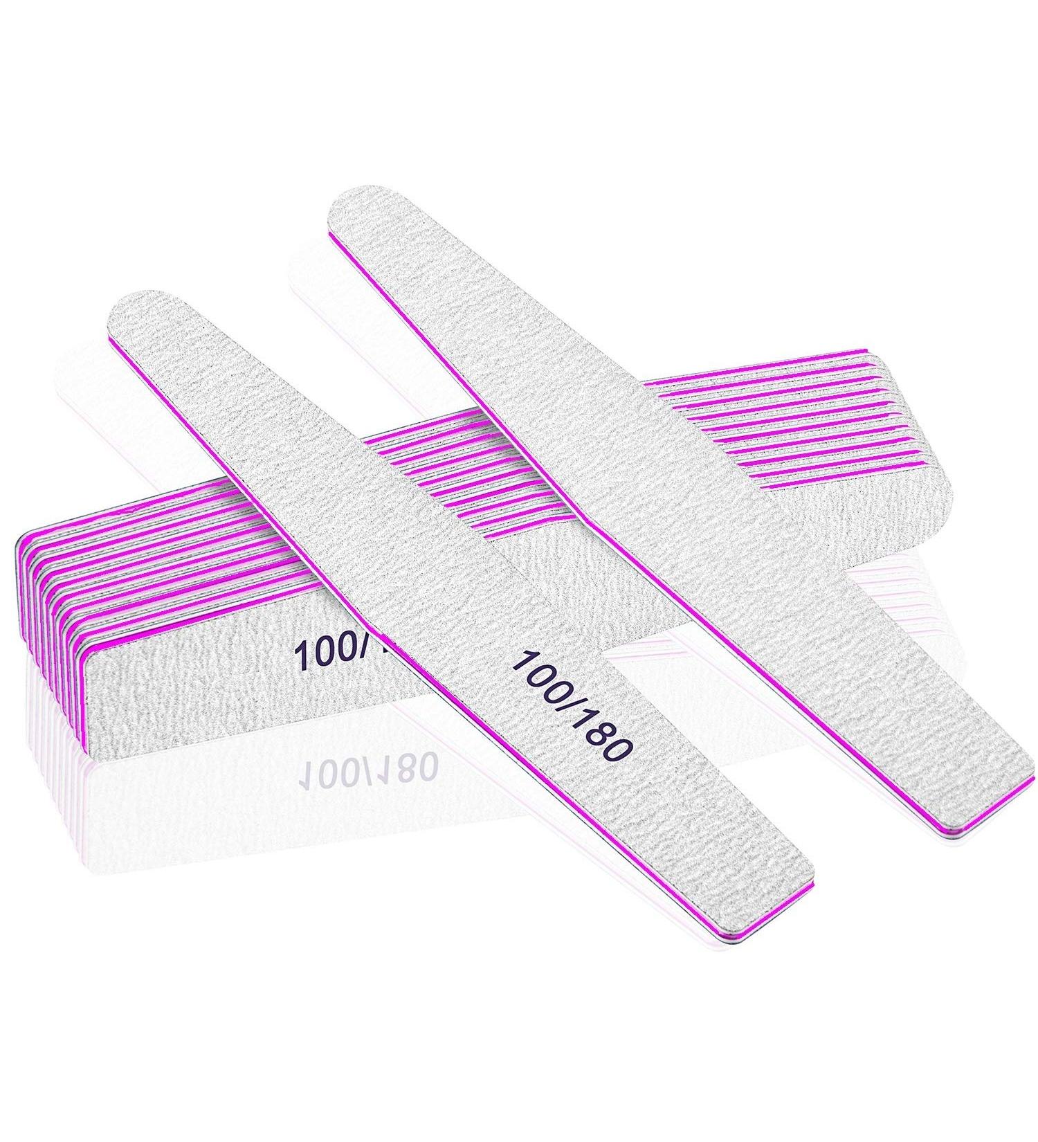 12pcs Professional Emery Board Nail Files for Natural & Acrylic Nails - Fine Grit Manicure Tools (100/180 Grit) - Buy Online on GoSupps.com