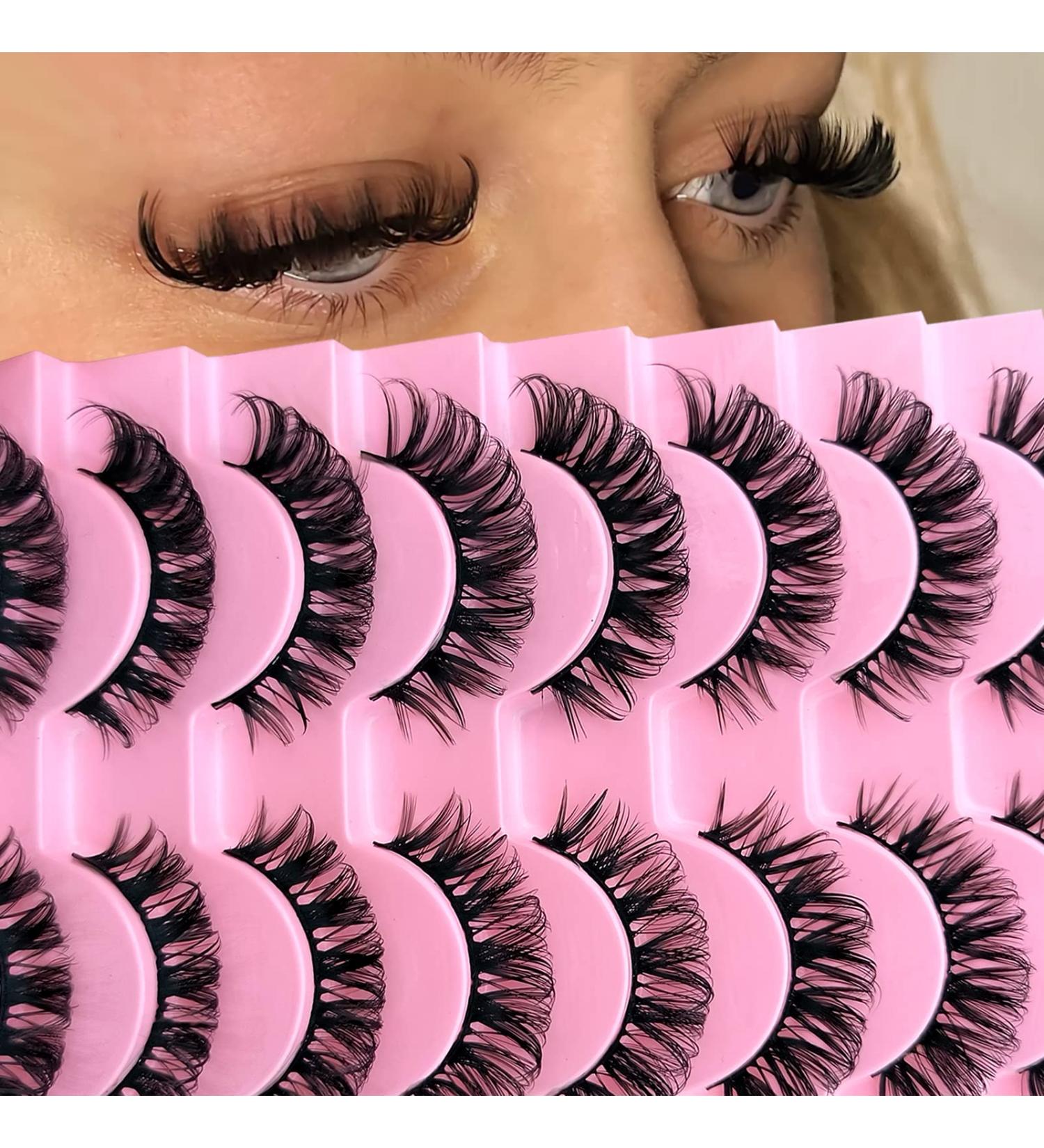 10 Pairs 3D Russian False Eyelashes - Natural Look Curly Cat Eye D Curl 808 | Wispy Volume Lashes for Stunning Eyes - Buy Online on GoSupps.com