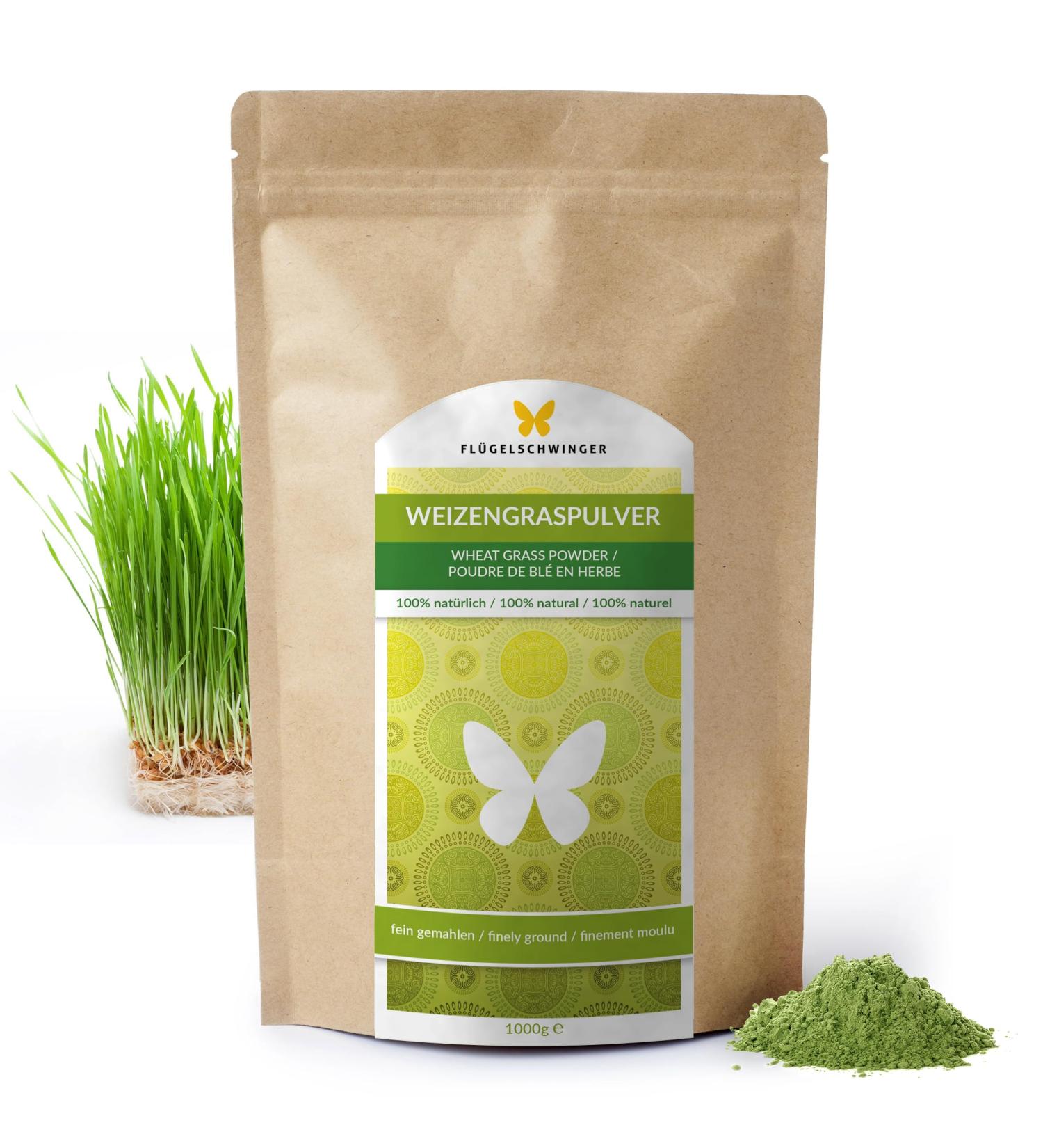 1kg Organic Wheat Grass Powder - Raw Food Quality No Additives Gentle Processing - Winged Swingers - Buy Online on GoSupps.com