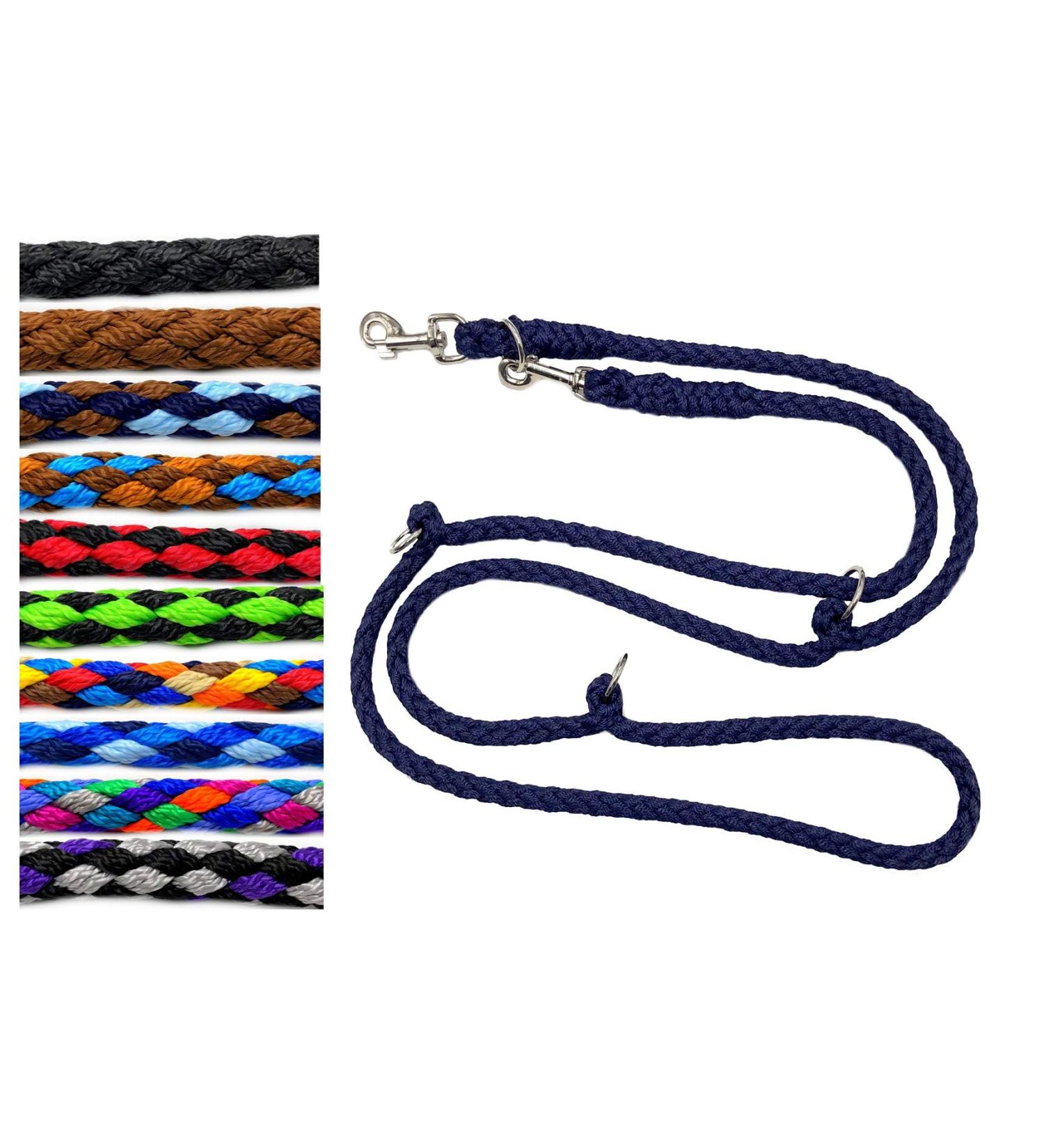 Premium Double Linen Adjustable Dog Exercise Line for Large Dogs up to 80kg - 5m 2.40m 2.80m 3.50m | 17 Fabrics Available - Durable & Malleable in Navy Blue - Buy Online on GoSupps.com