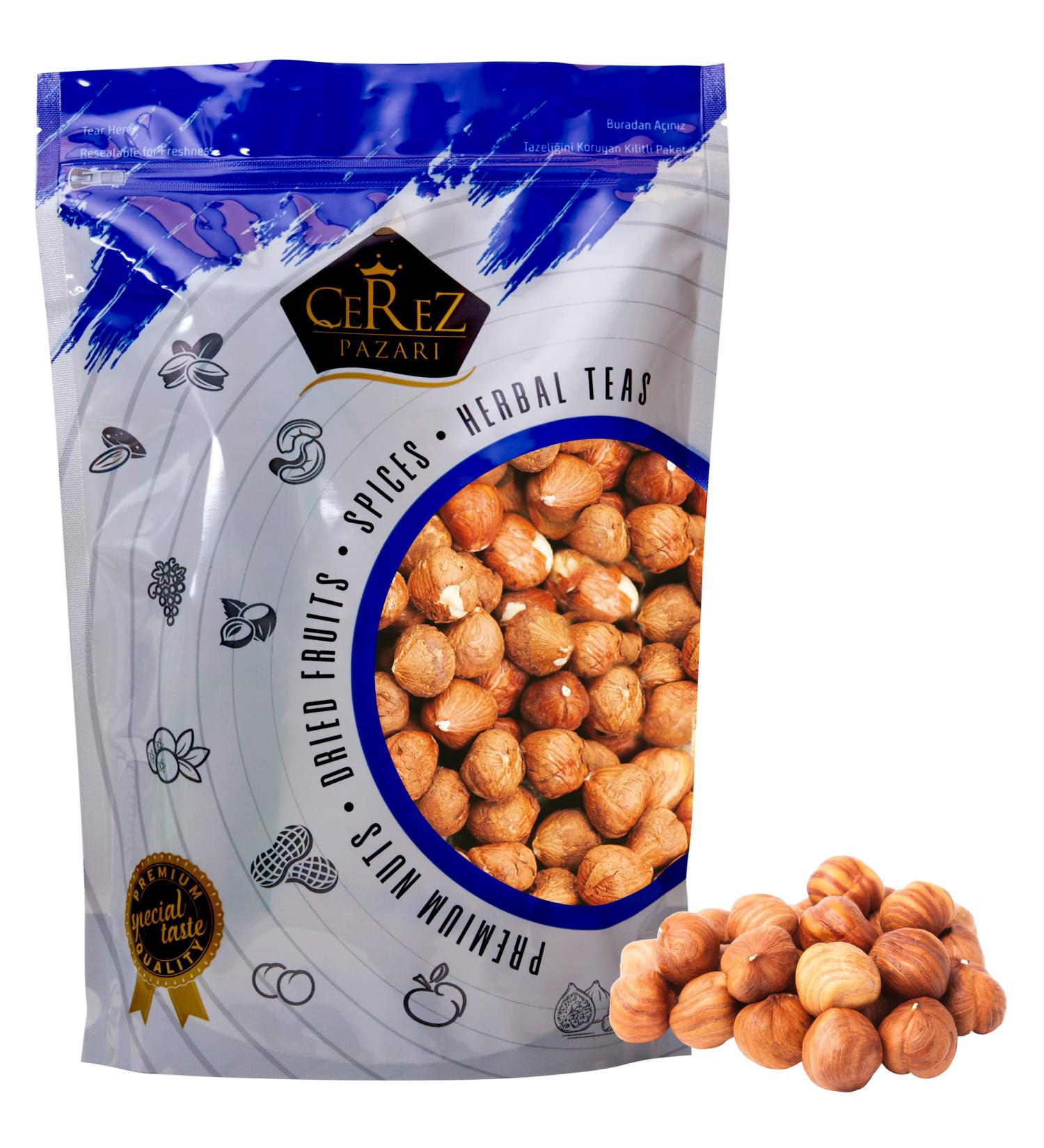 Cerez Pazari Turkish Raw Hazelnuts 2 Lbs - Healthy Keto Paleo Snack, Unsalted, Gluten Free, Vegan, Non-GMO, Premium Quality - Buy Online on GoSupps.com