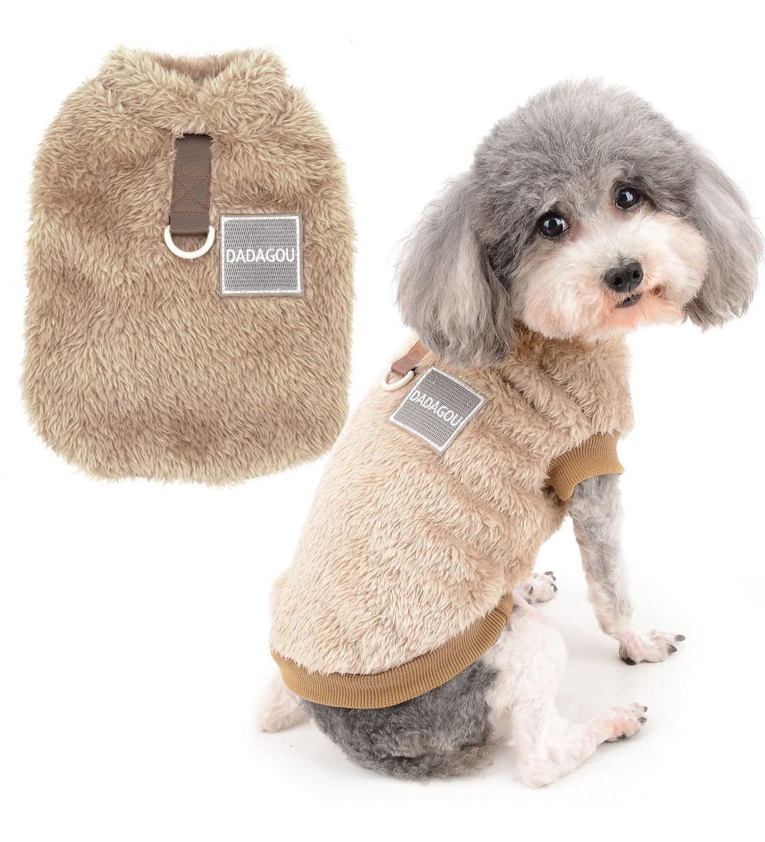 Zunea Fleece Winter Jacket for Small Dogs - Warm & Soft Puppy Coat with D-Ring for Chihuahua & Cats - Cozy Cold Weather Clothing - XL Brown - Buy Online on GoSupps.com