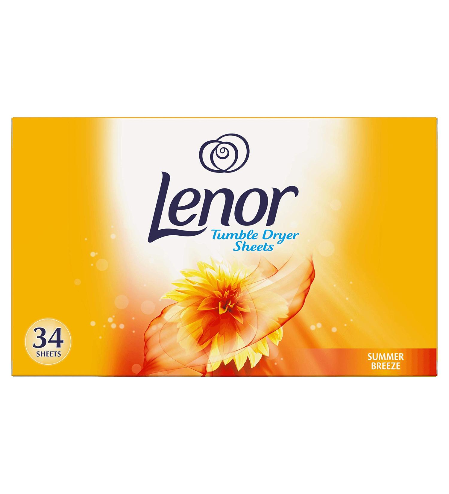 Lenor Fabric Tumble Dryer Sheets Summer Breeze - 34 Count Pack: Long-lasting Freshness - Buy Online on GoSupps.com