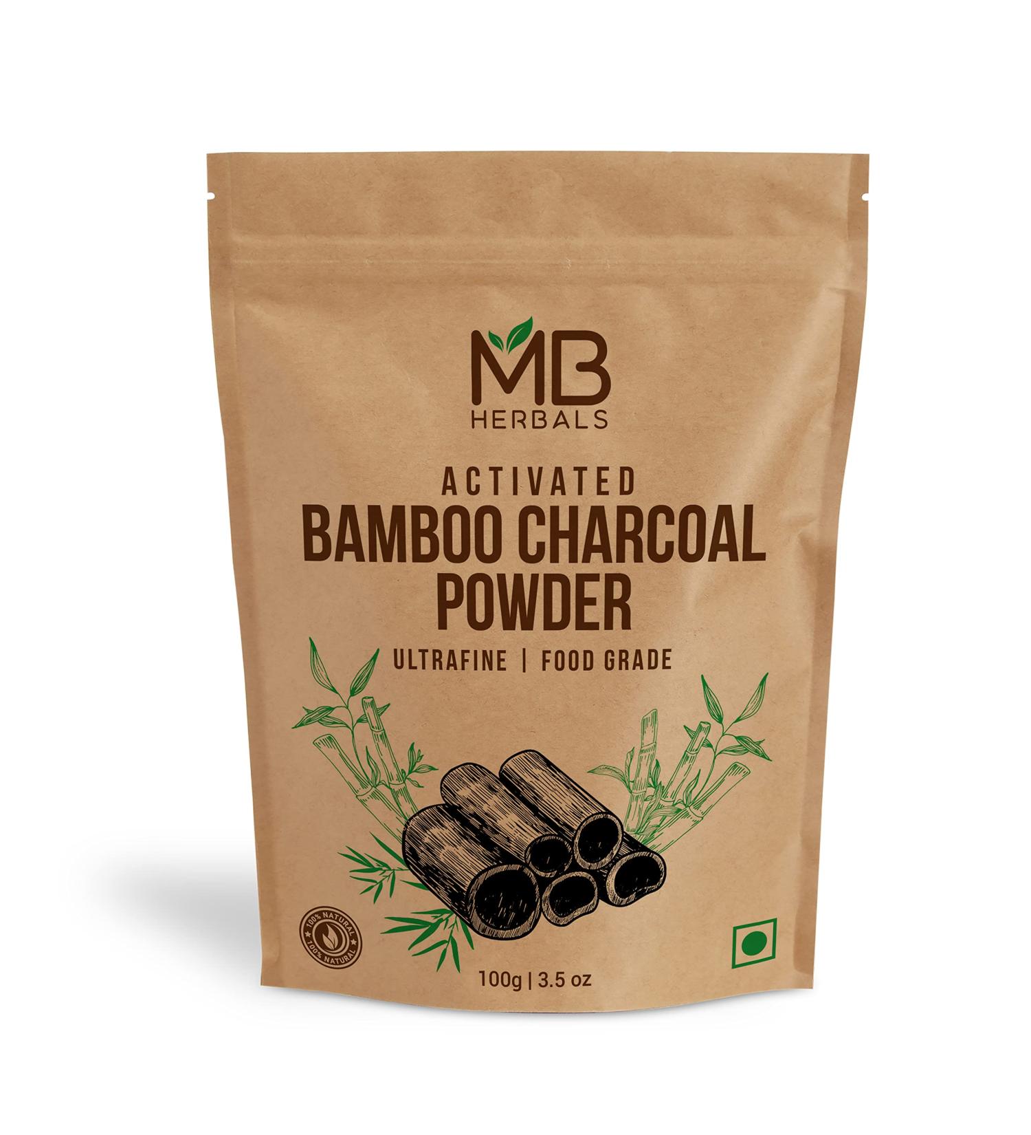 MB Herbals Activated Charcoal Powder 100 Gram / 3.5 oz | Food Grade Bamboo Charcoal Powder | Deep Cleanses & Detoxifies Skin & Hair | Ingredient for ToothPowder