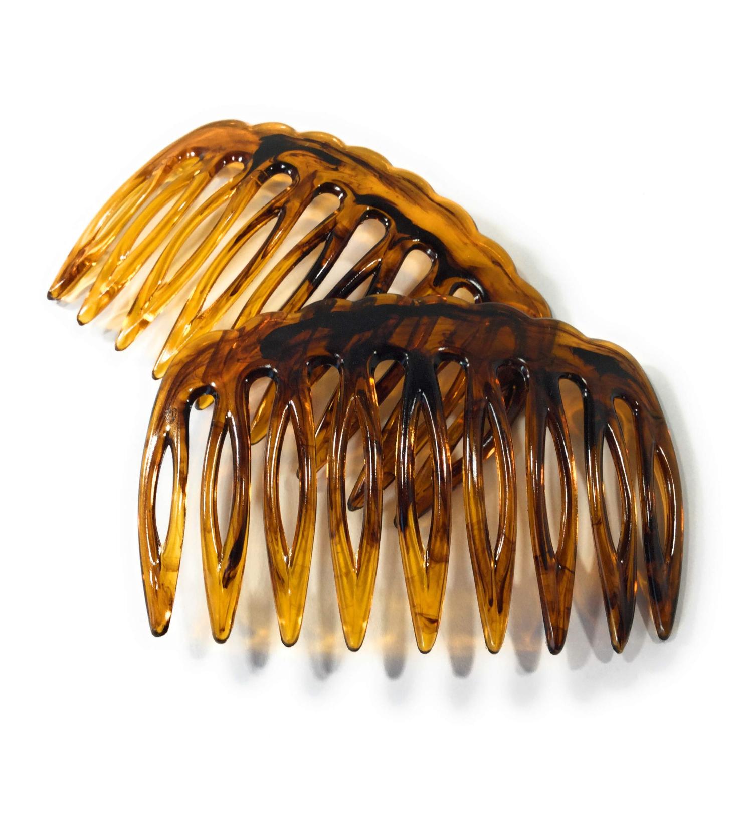 2 x insert comb approx. 7.5 x 4.7 cm havanna insert comb wide split tooth (hav)