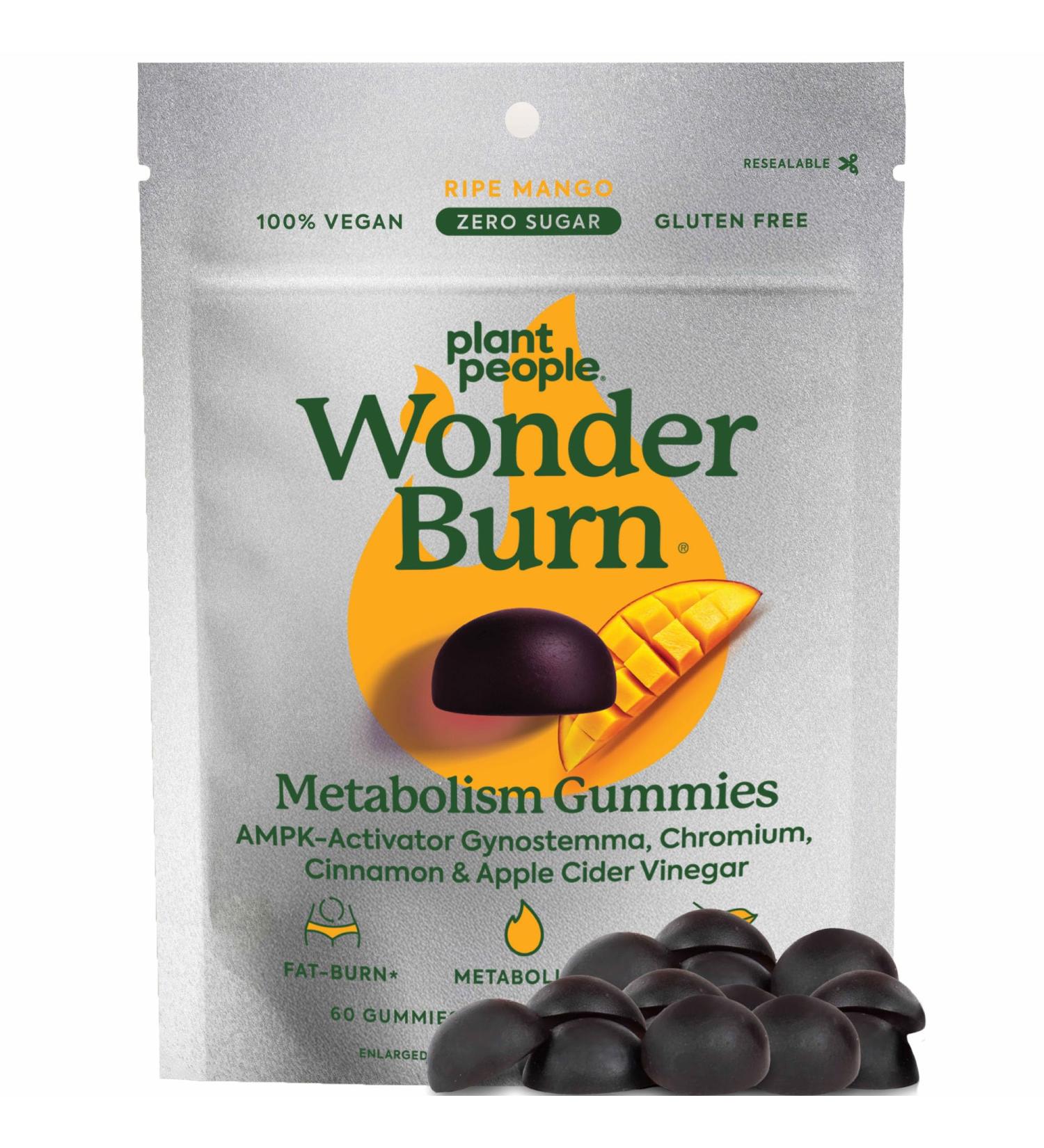 Plant People WonderBurn Metabolism & Cravings Control Gummies Zero Sugar Ripe Mango Flavor (60 Count) - Buy Online on GoSupps.com