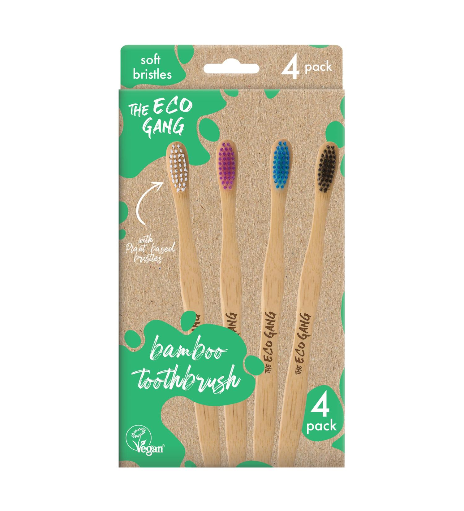 Eco Gang Bamboo Toothbrush Soft | Pack of 4 | Eco-Friendly & Sustainable Oral Care - Buy Online on GoSupps.com