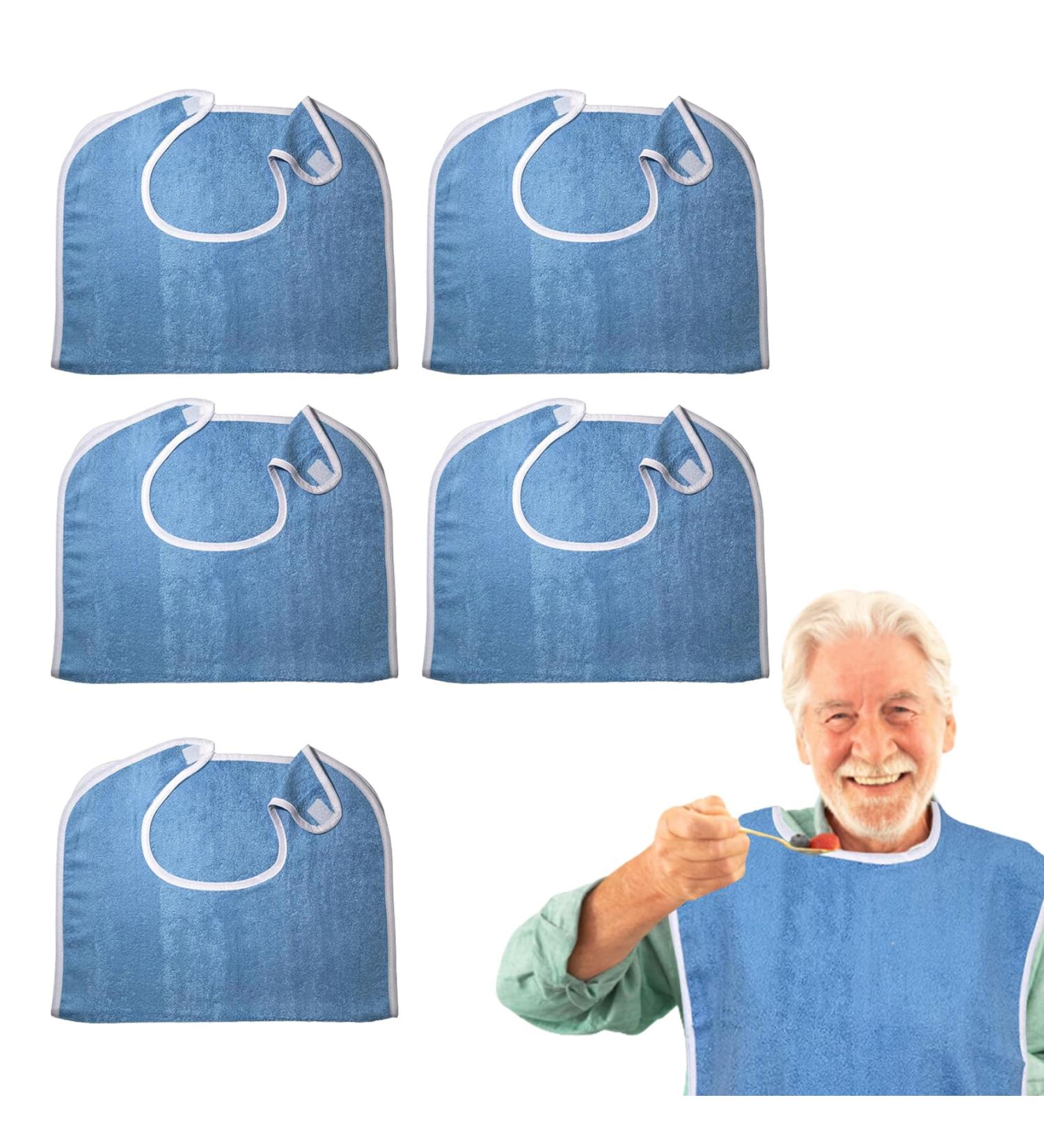 Bibs for Adults Adult Bibs for Eating 5PCS Absorbent Large Adult Bibs for Elderly Women Men Terry Cloth Bibs with Loop Closure Clothing Protectors - Buy Online on GoSupps.com