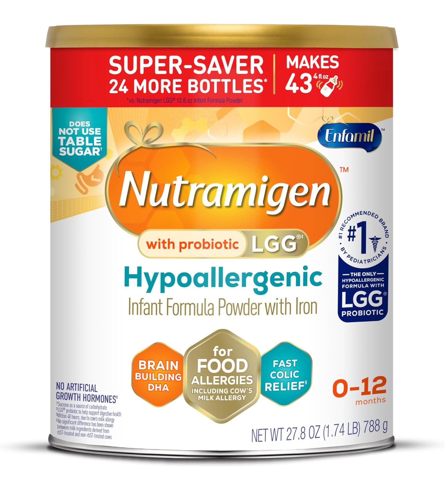Enfamil Nutramigen Infant Formula Hypoallergenic and Lactose Free Formula with Enflora LGG Fast Relief from Severe Crying and Colic - Brain Building DHA Probiotic LGG for Immune Support 27.8 Oz - Buy Online on GoSupps.com
