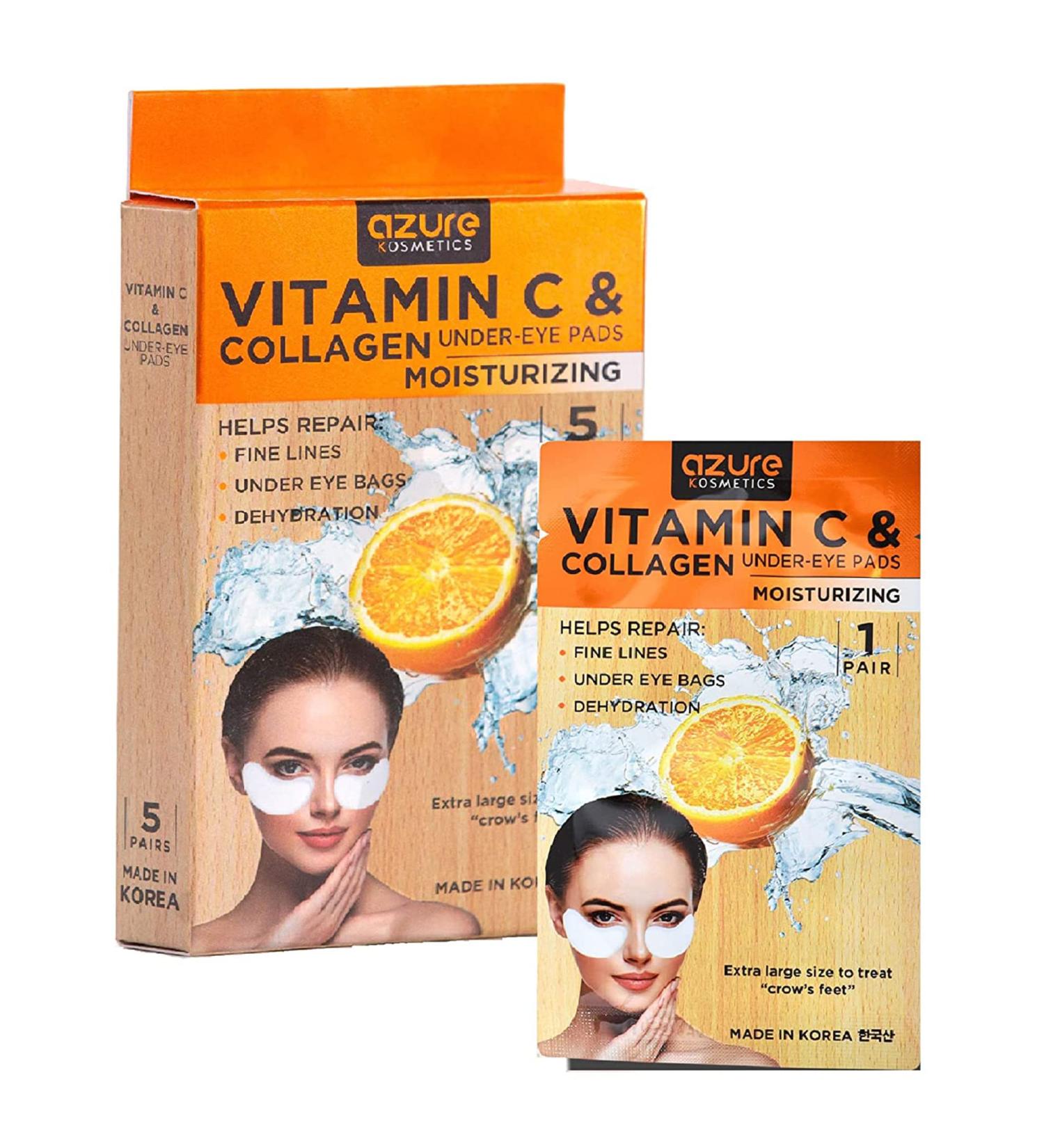 Buy Azure Kosmetics Vitamin C & Collagen Under-Eye Pads - 5 Pairs | Moisturizing Eye Treatment - Buy Online on GoSupps.com