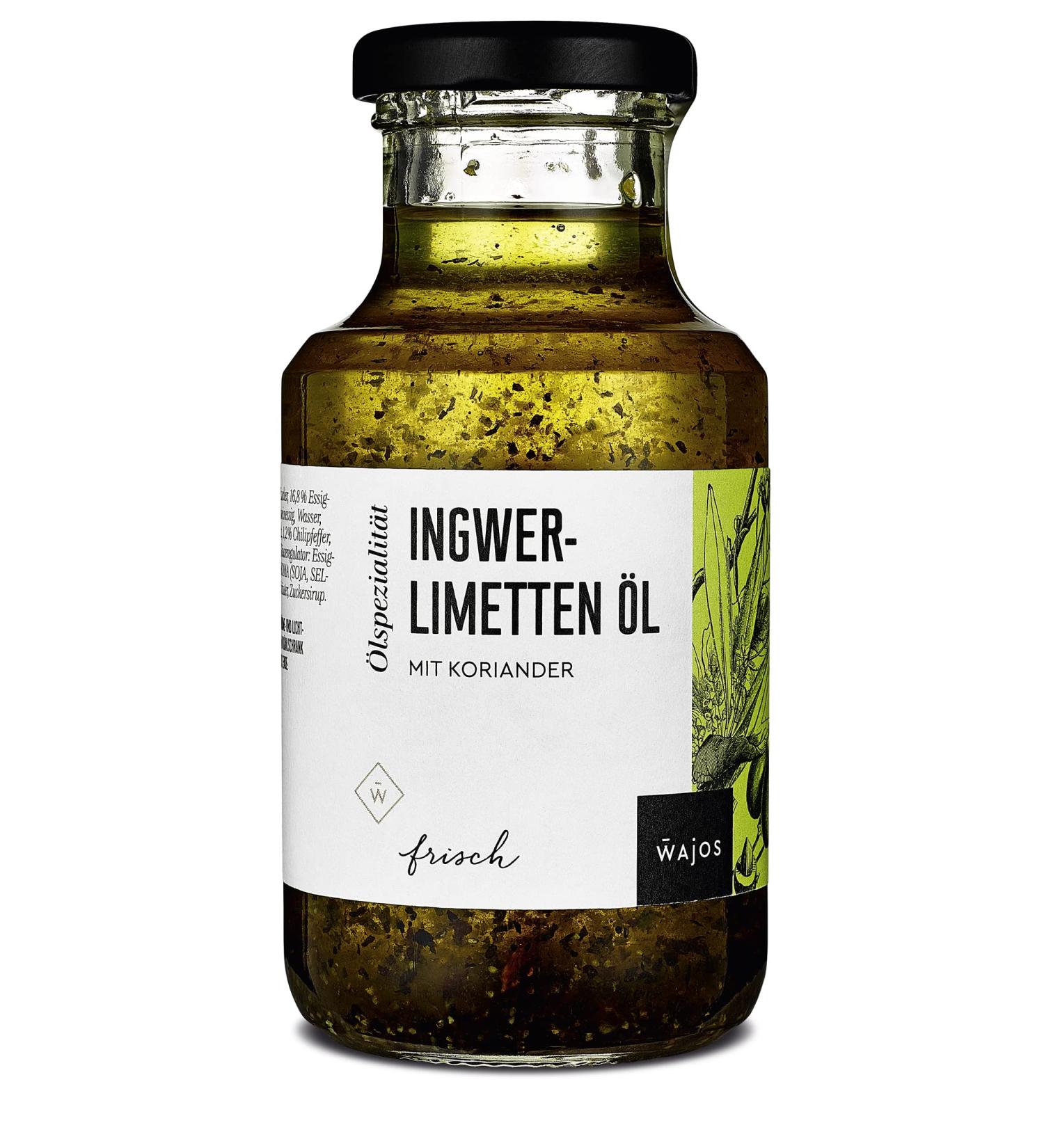 Wajos Ginger-Lime Oil 250ml - Premium Seasoning Oil for Asian Cuisine | Rapeseed & Olive Oil Blend - Buy Online on GoSupps.com