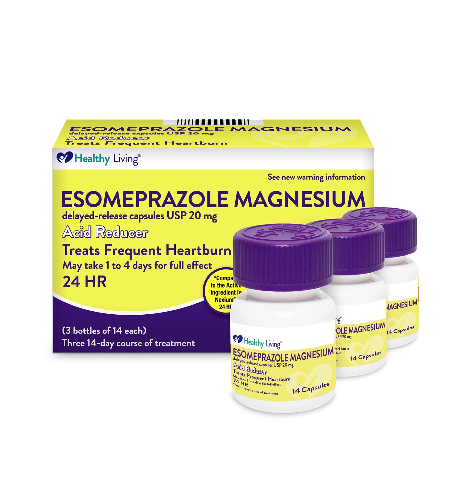Healthy Living Acid Reducer: 20mg Esomeprazole Magnesium 42 Capsules - Pack of 3 - Buy Online on GoSupps.com
