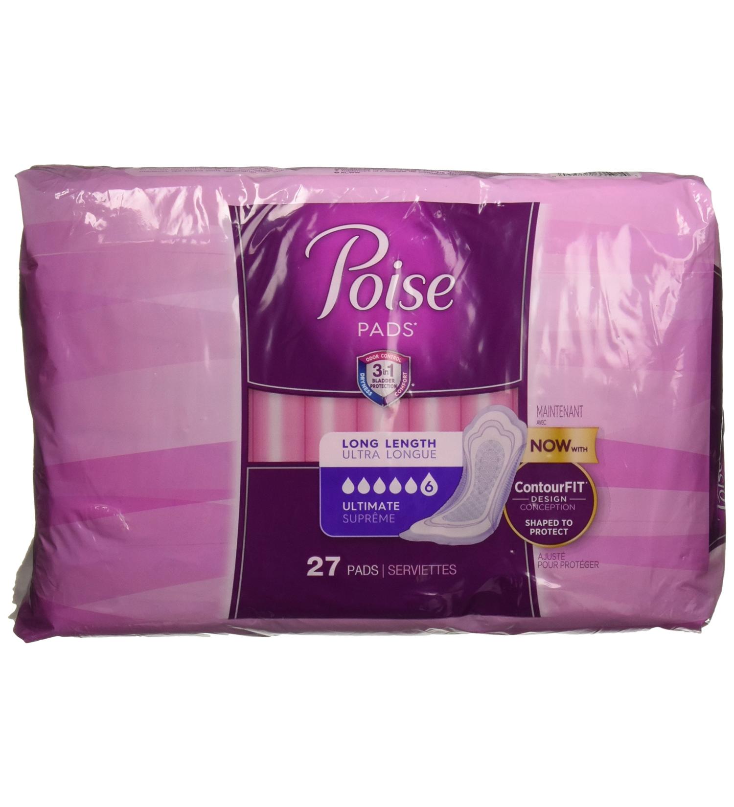 Poise Ultimate Long Pads,27 Count (Pack of 1)