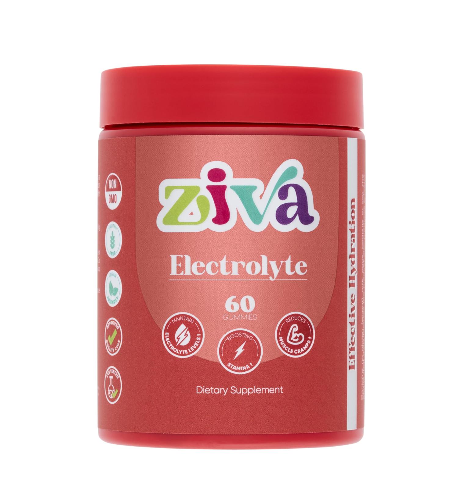 Ziva Electrolyte Gummies - Hydration & Energy Boost for Athletes | 60 Gummies for Rapid Rehydration - Buy Online on GoSupps.com