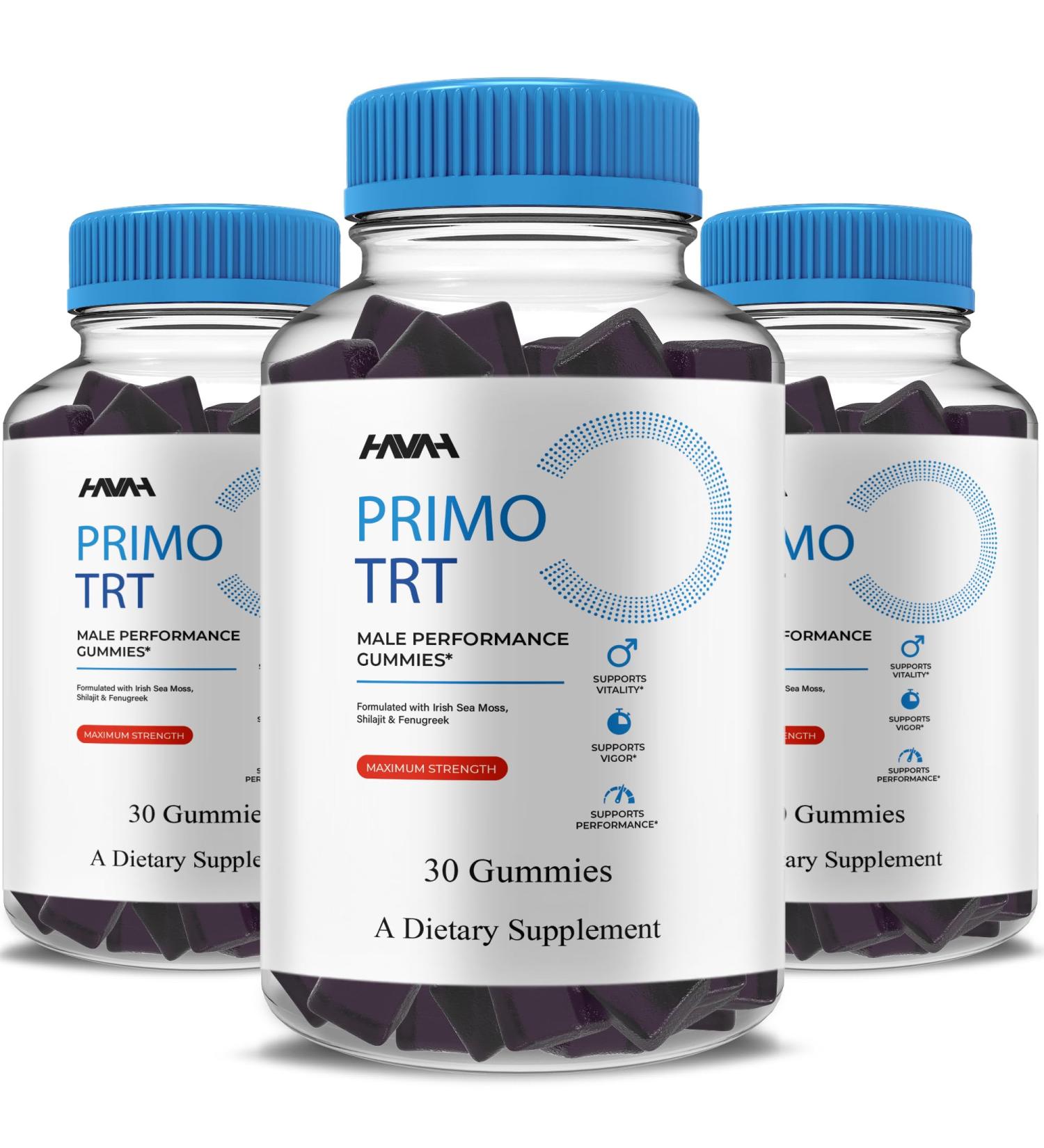 (3 Pack) Primo TRT Maximum Strength Performance Gummies PrimoTRT Gummy Supplement Prime TRT Maximum Strength Advanced Shiljait Vitamin Support Supplement Primo TRT Premium Gomitas (3 Month Supply) - Buy Online on GoSupps.com