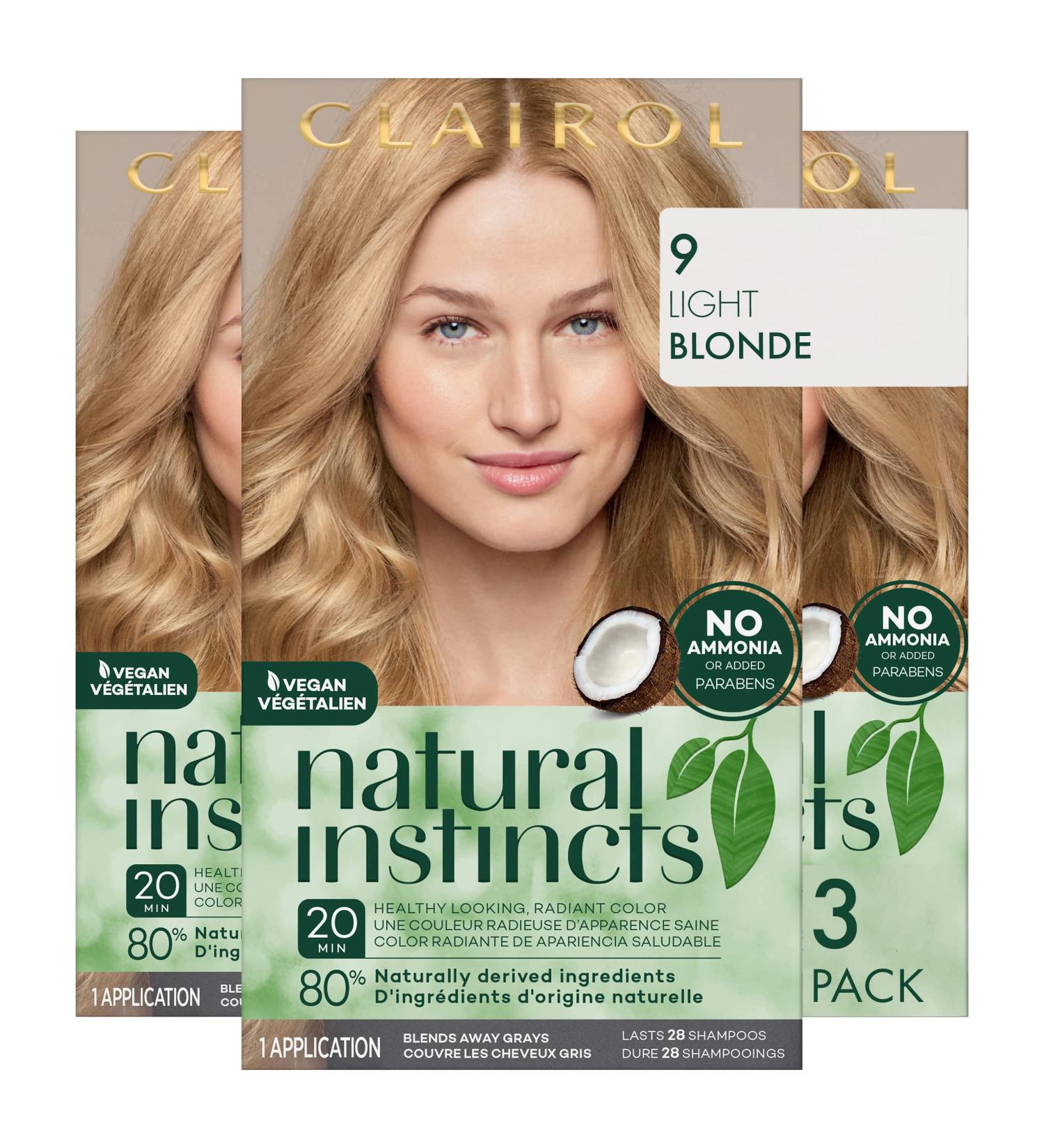Clairol Natural Instincts Demi-Permanent Hair Dye 9 Light Blonde Hair Color Pack of 3 - Buy Online on GoSupps.com