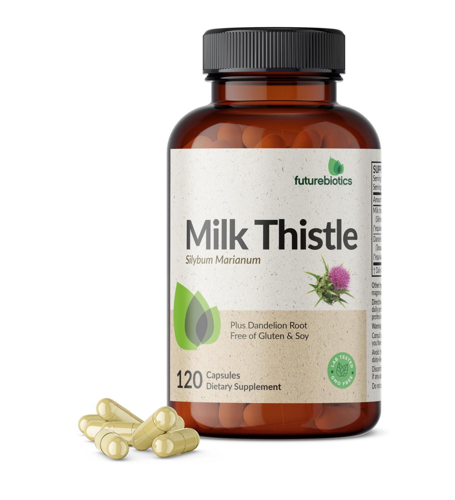 Futurebiotics Milk Thistle Silymarin Marianum & Dandelion Extract Liver Health Support Antioxidant Support Detox 120 Capsules 120 Count (Pack of 1) - Buy Online on GoSupps.com