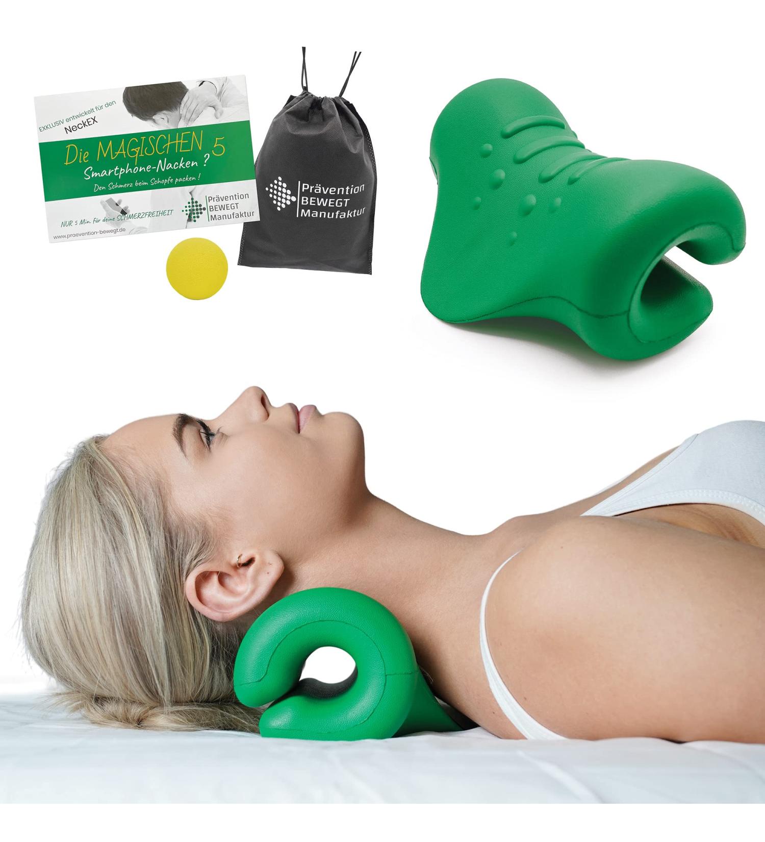 Neck Extensor Cushion - Neck Ex Massage Device for Pain Relief | Relief from Neck & Back Tension | Includes Exercise Book by German Physiotherapists (Green) - Buy Online on GoSupps.com