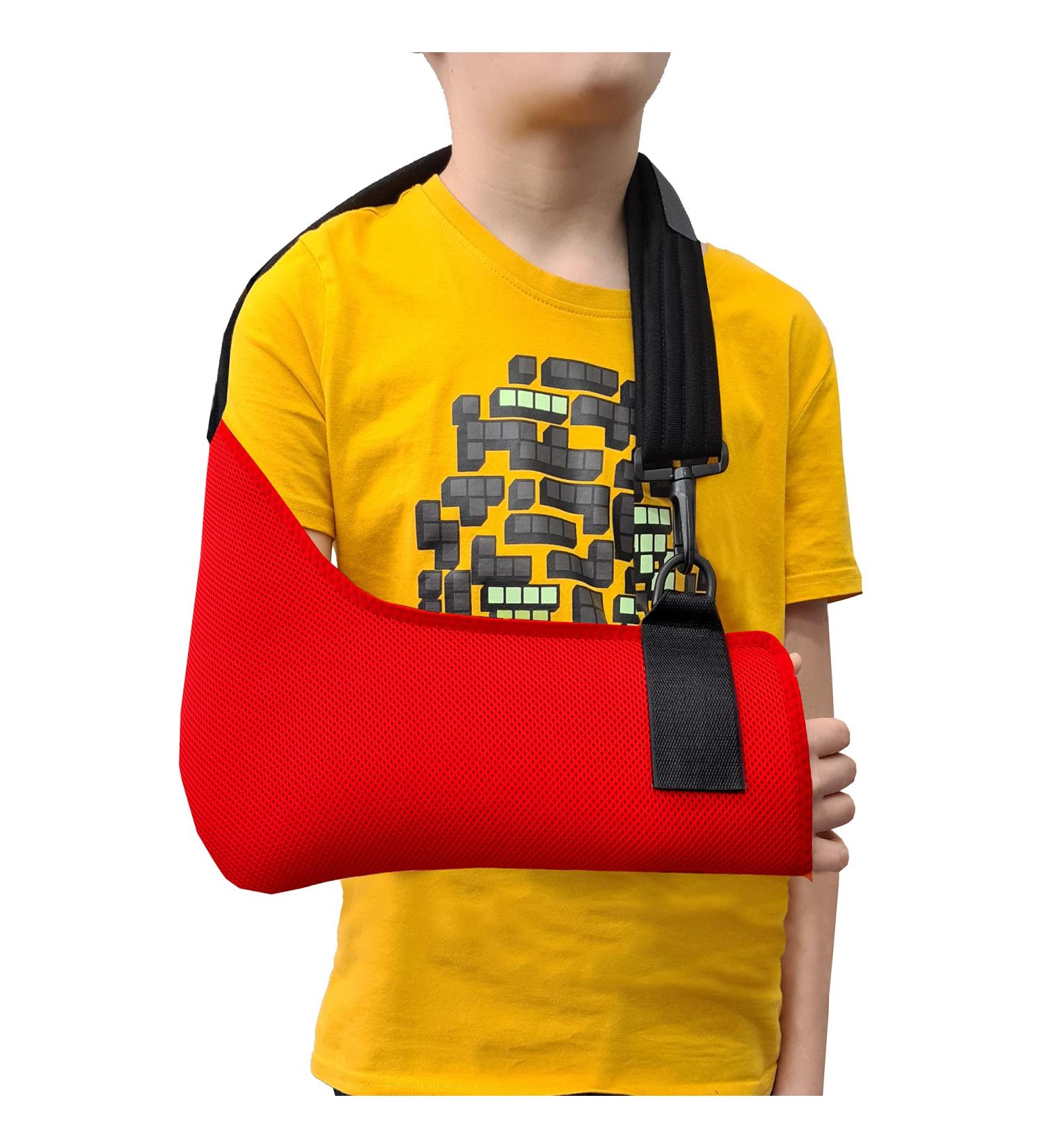 4DflexiSPORT Arm Sling Child (8-9yr) - Red/Red Trim, Medical Grade & Ultra-Comfortable, Easy-Fit Cooling Design, Includes Smiley Sticker - Fits R or L Arm - Buy Online on GoSupps.com