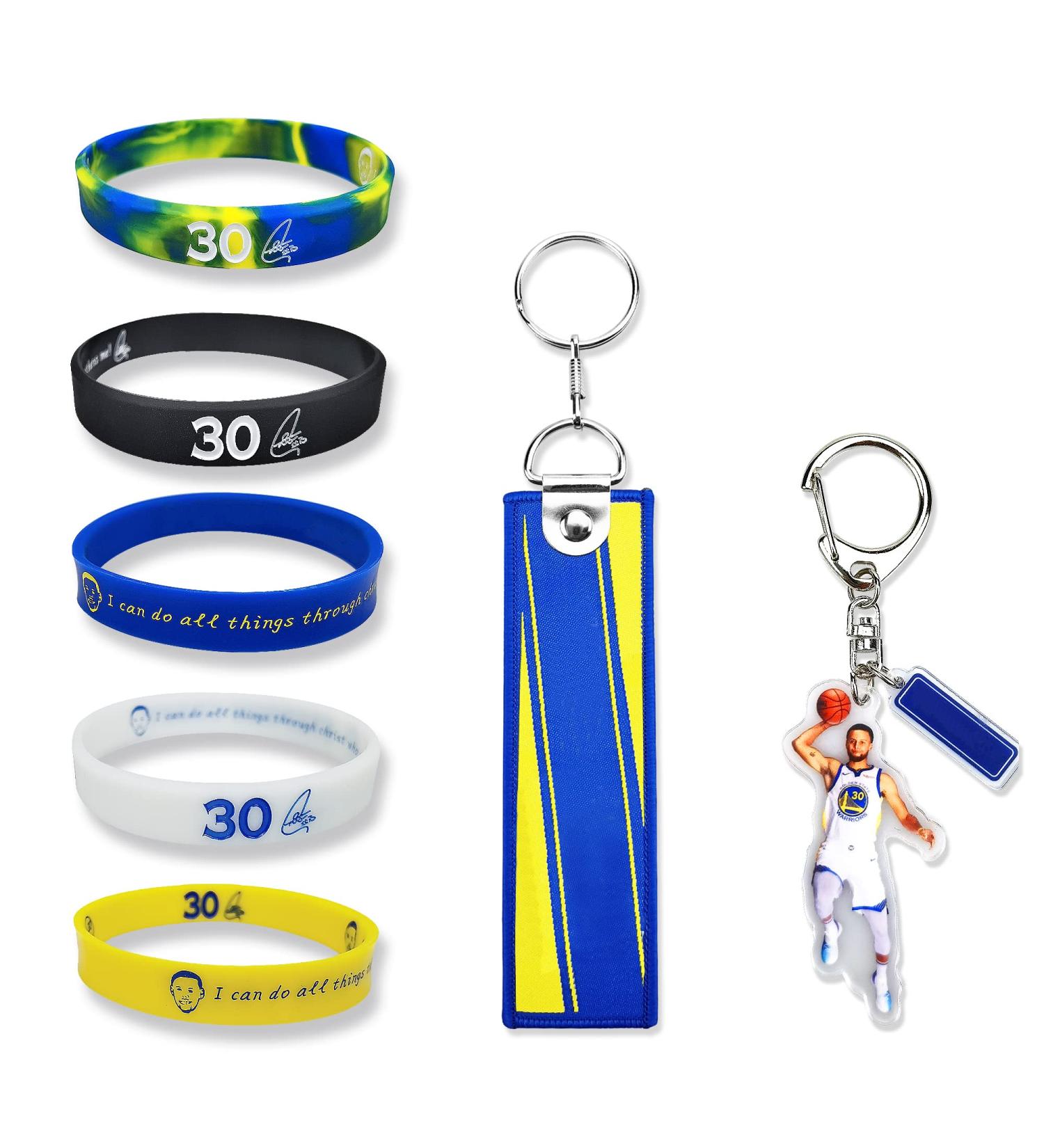 Basketball-Silicone-Bracelets Basketball-Star-Lanyard Basketball-Idol-Keychain  Numeric Rubber Wristbands for Men & Boys  Lanyards for ID Badges & Phone  Cool Keychain for Basketball Fans (7-Pack) #30-SC - Buy Online on GoSupps.com