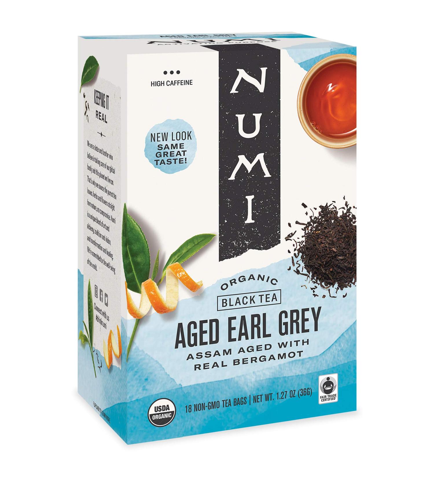 Numi Organic Aged Earl Grey Tea - 18 Count Box (Pack of 3) | Premium Black Tea - Buy Online on GoSupps.com