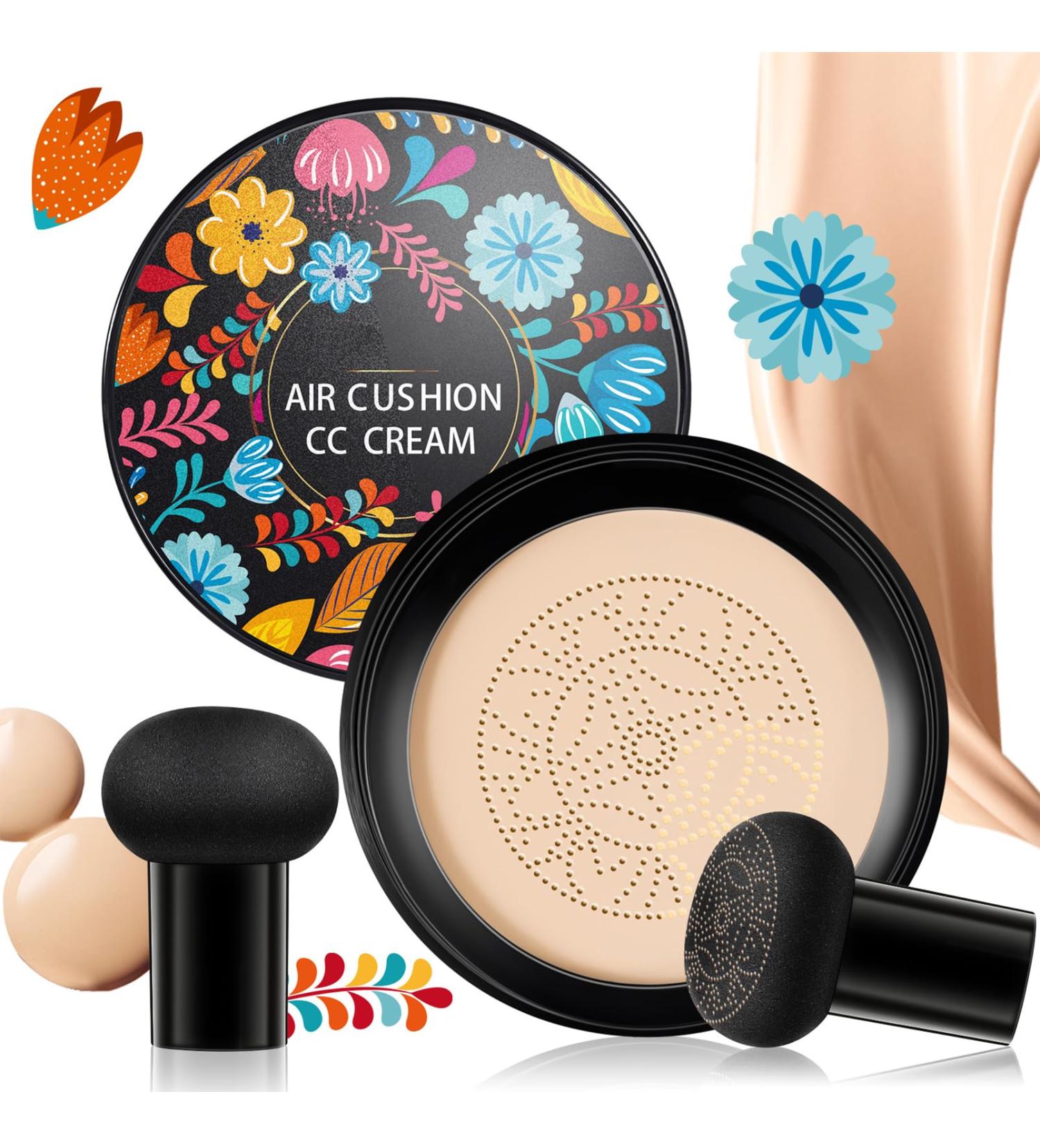Mushroom Head Air Cushion CC Cream BB Cream Foundation Moisturizing Concealer Concealer Lasting Nude Makeup Moisturizing Brightening Pigment Liquid Foundation Cushion Foundation(Natural) (Type3) - Buy Online on GoSupps.com